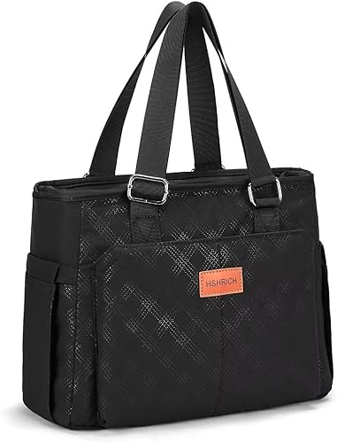 Loncheras grandes para mujer, para el trabajo, con aislamiento térmico, con bolsillos laterales, capacidad de 14 litros, color negro