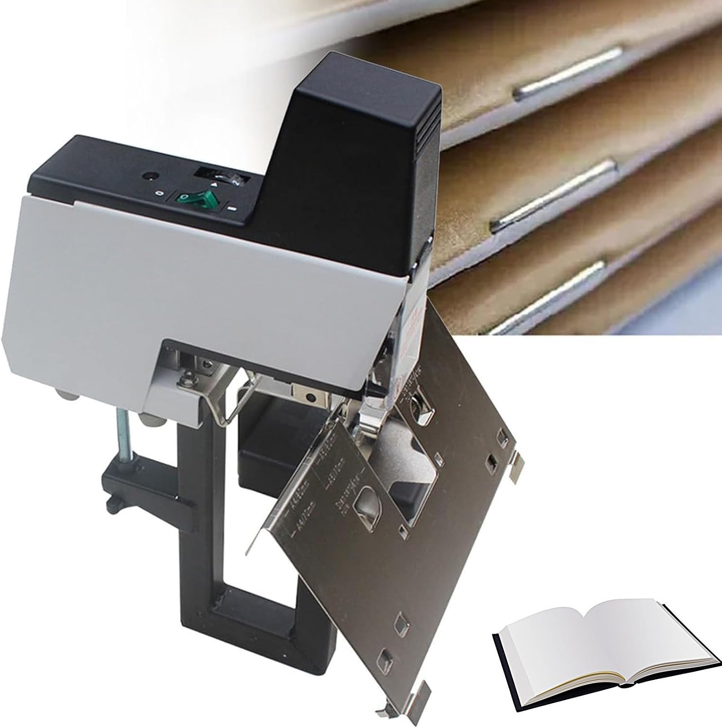 Electric Saddle Stapler, Automatic Rapid Binder Machine with Foot Switch, Adjustable Intensity 1-9 Levels, Thickness up to 100mm, Ideal for Office and Heavy Book Binding