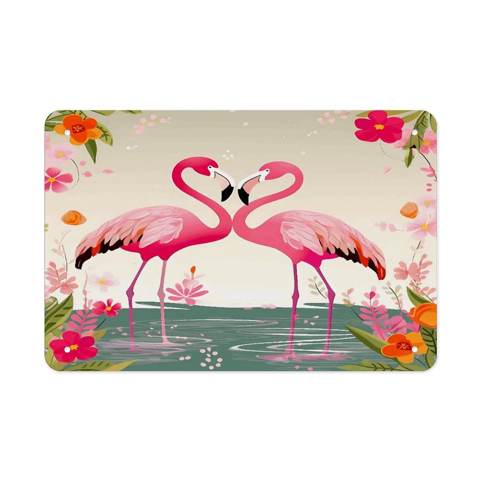 Fodpand Style Flamingos And Flowers Wall Art Metal Signs Tin Sign