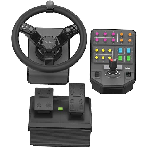 Logitech G Farm Simulator Heavy Equipment Bundle (2nd Generation), Steering Wheel Controller for Farm Simulation 19 (or Older), Wheel, Pedals, Vehicle Side Panel Control Deck for PC/PS4 (Renewed)