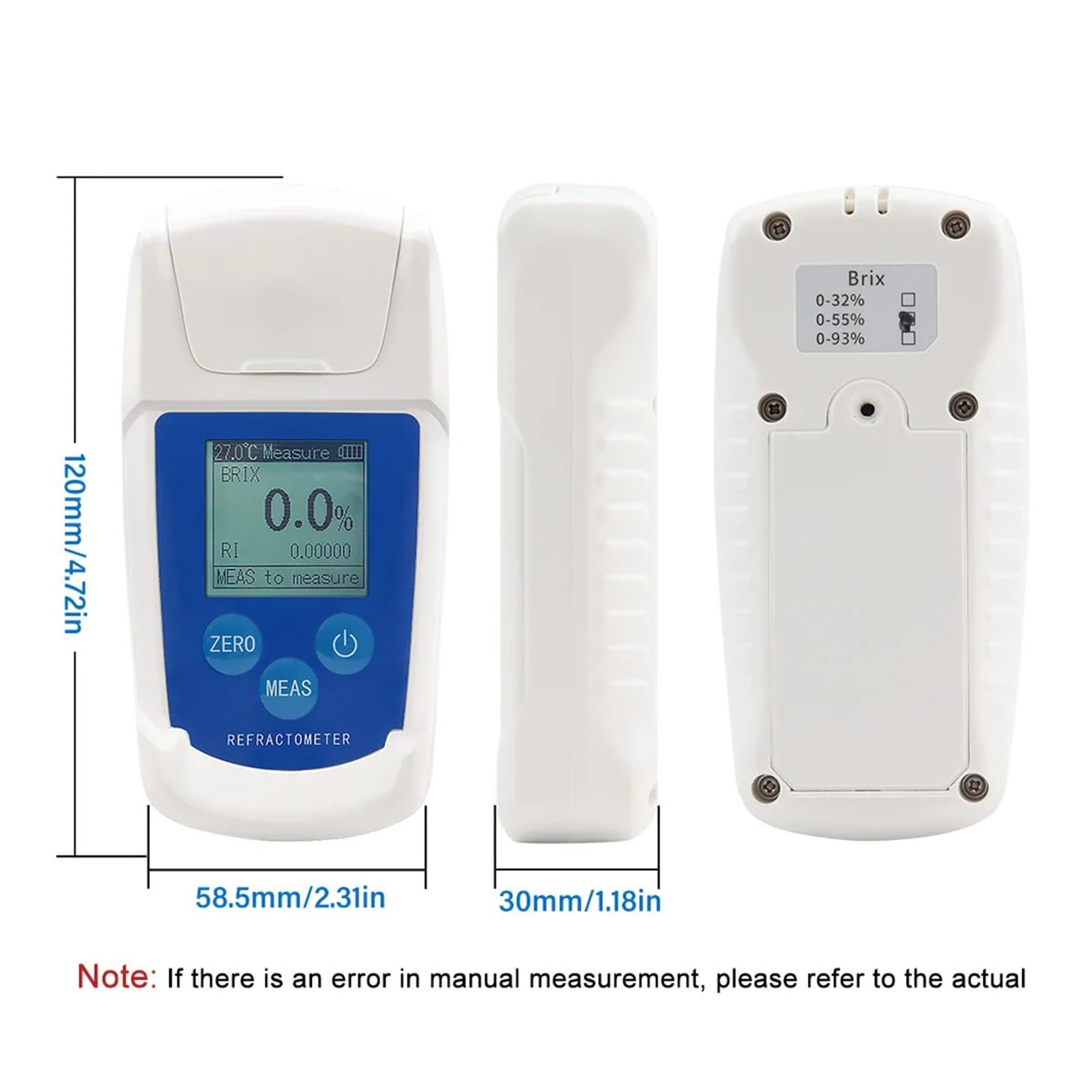 Rifrattometro digitale 0-55% Brix, misuratore del contenuto di zucchero del succo di frutta, tester for il monitoraggio del contenuto dell'uva Risposta rapida