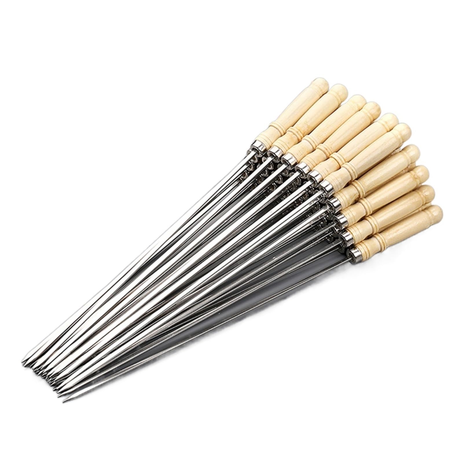 GTHTUHFD Skewers Grilling With Wooden Handle, Family Flat Skewer Sticks, Stainless Steel Anti-Slip And Wear-Resistant, Reusable Bbq Accessories,size_name-200