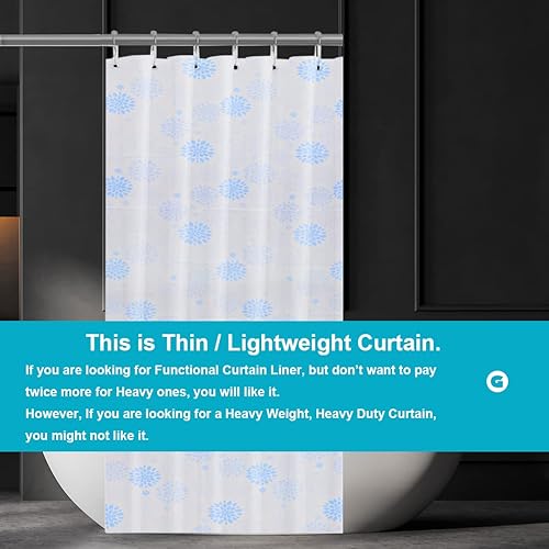 Miniatura 8 de Ga-Geetopia Nuevo diseño de panal 3D  Forro de cortina de ducha de plástico EVA azul, peso ligero de 72 x 72 pulgadas, forro de cortina de baño para
