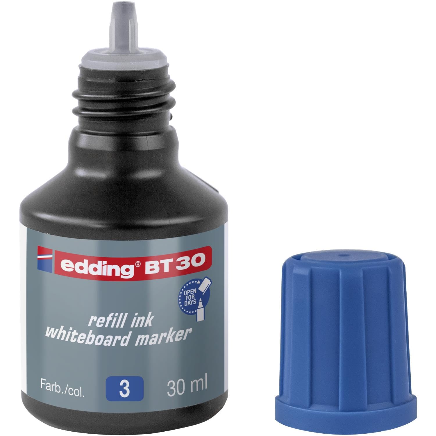 EDDING 3 Flaschen 30 ml Nachfülltinte Blau BT 30 für Whiteboard-Marker