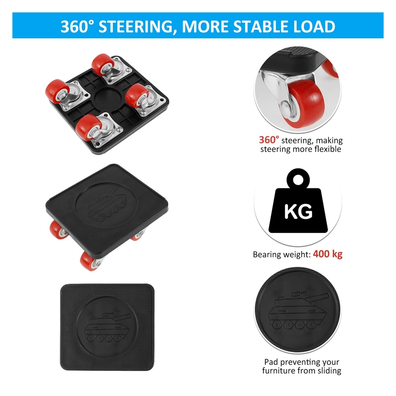 Podnośnik przyczepy, Zestaw narzędzi do podnośnika meblowego 880LB Heavy Duty Meble Lifter z 360 Koło Koło Caster Moving Tools Narzędzia do transportu,Odporny na korozję