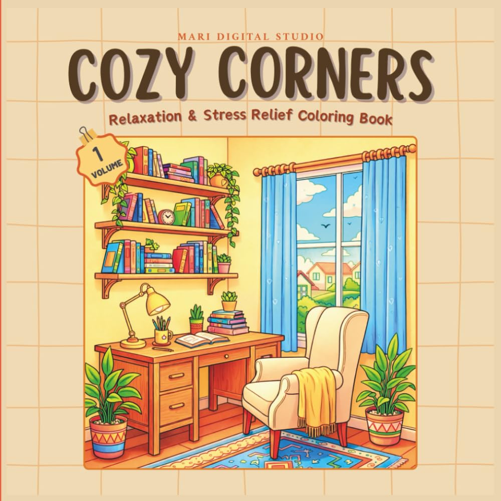 Cozy Corners Coloring Book for Adults: Relaxing Cozy Interior Scenes for Stress Relief, Mindfulness, and Creative Calm