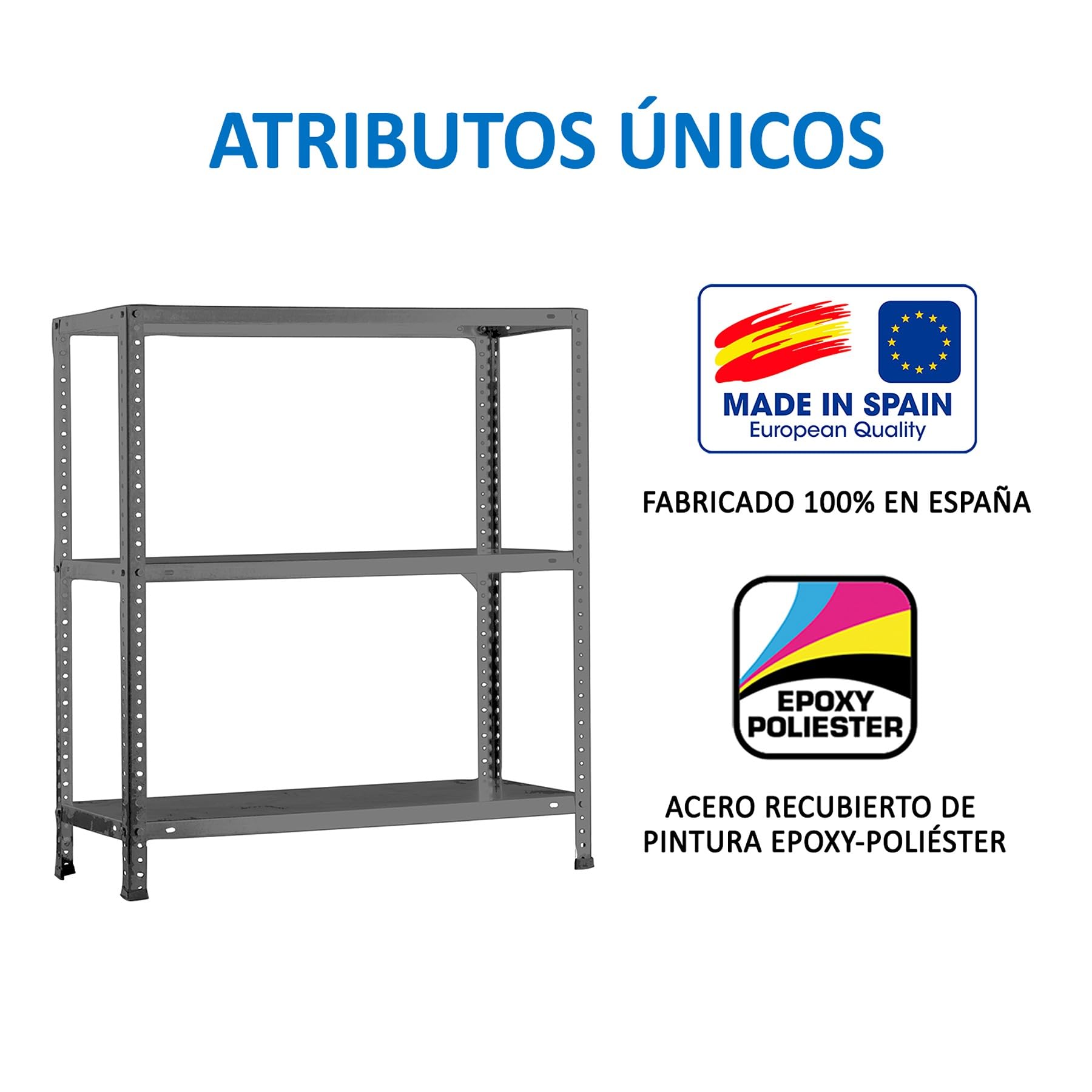 Simon Rack Scaffale Metallo Garage, 3 Ripiani, 100 kg di Punto di Flessione, 900x1000x300 mm, Con Viti, Scaffale Garage, Grigio - Comfort
