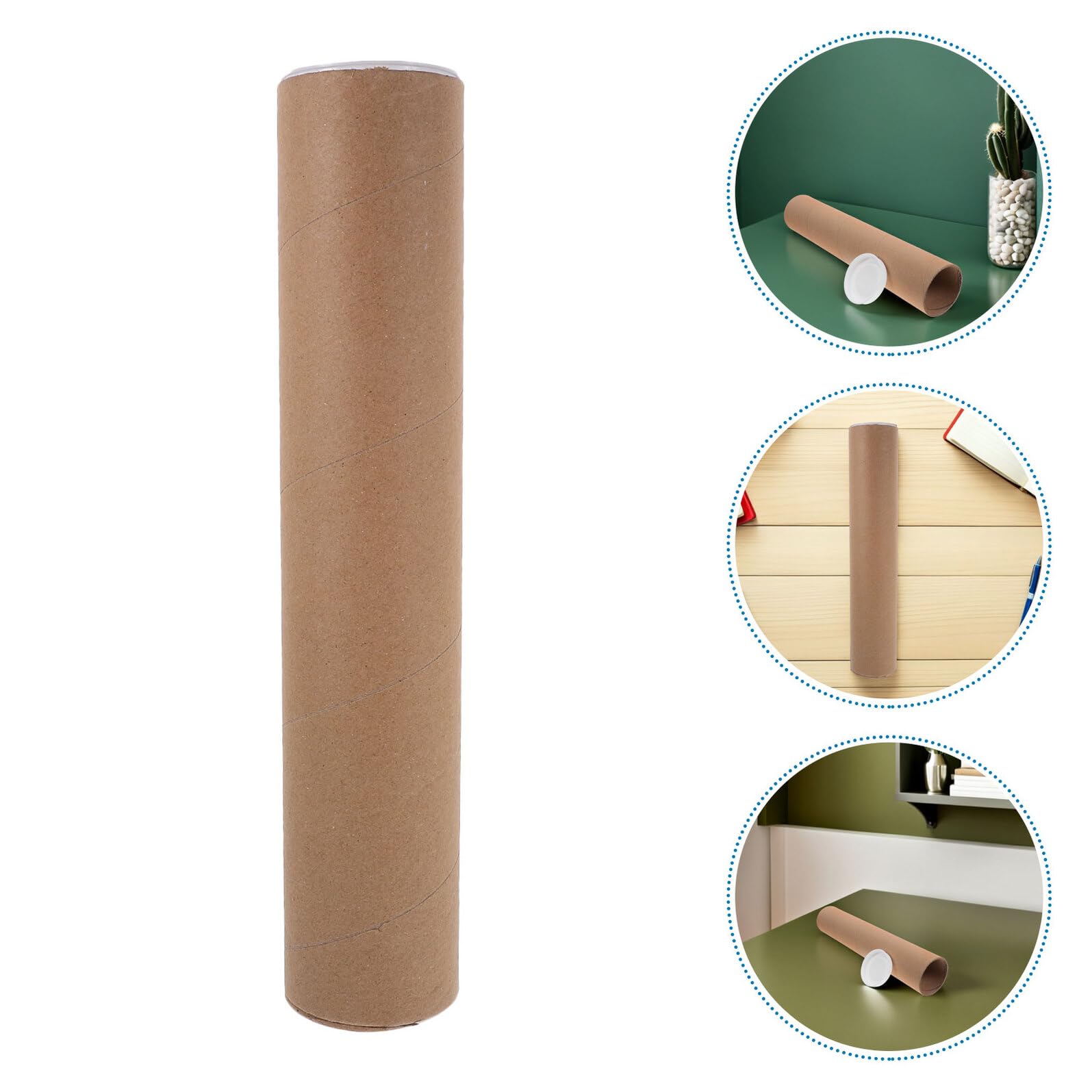 ifundom 4 Tubi Postali in Carta Kraft Tappi Plastica, Tubo Porta-poster Rotondo 33x6,5 Cm, Contenitore per Spedizione e Stoccaggio Documenti, Portaoggetti per Artigianato e Uso Ufficio