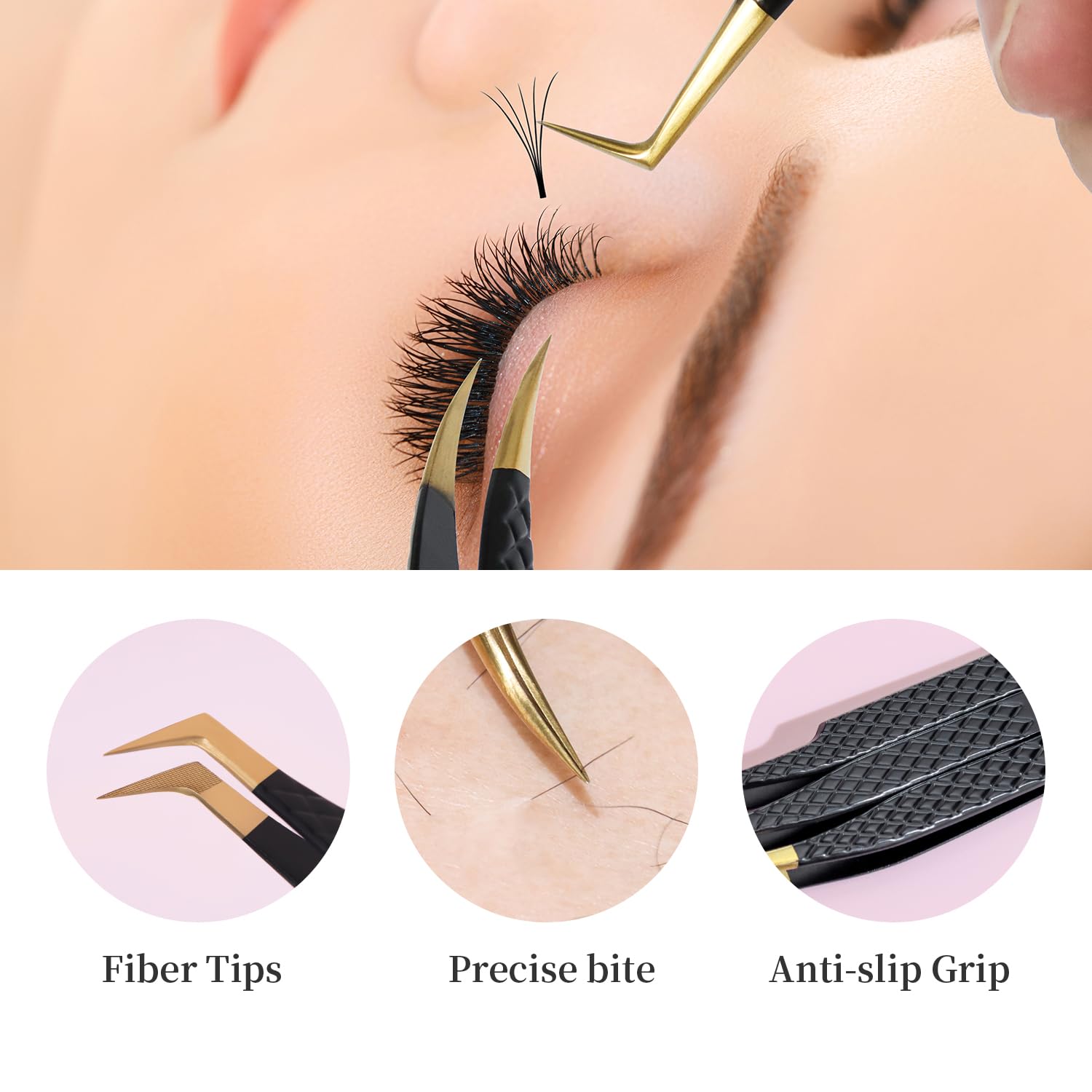 Pinzas para Extensiones de Pestañas Pinzas Pestañas Pelo a Pelo Lash Tweezers(A1+2+4+9+10)