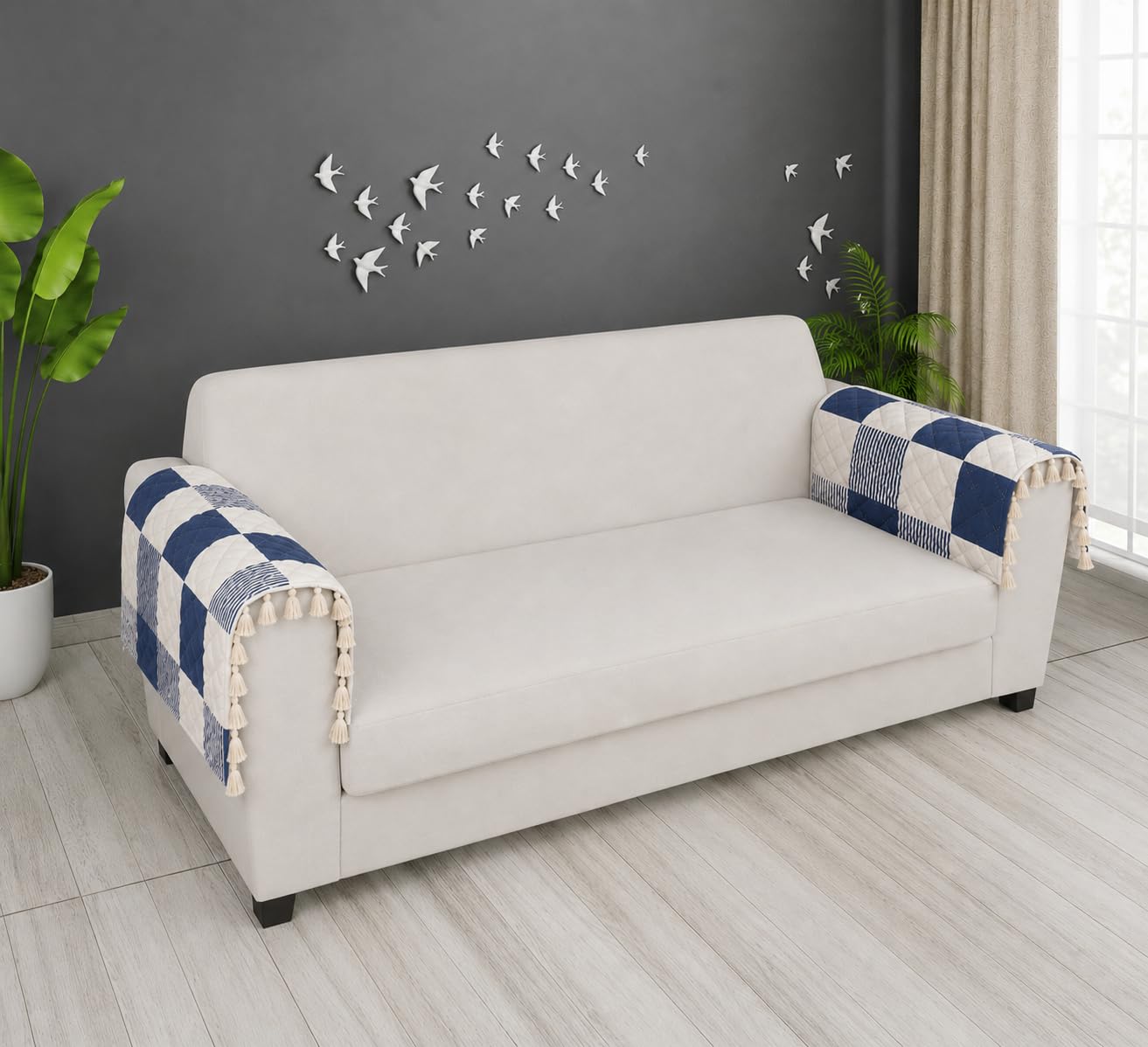 Velvet Sofa Cover - 4 Seater, Yellow Zigzag -12 Velvet Sofa Cover - 4 Seater, Yellow Zigzag -12