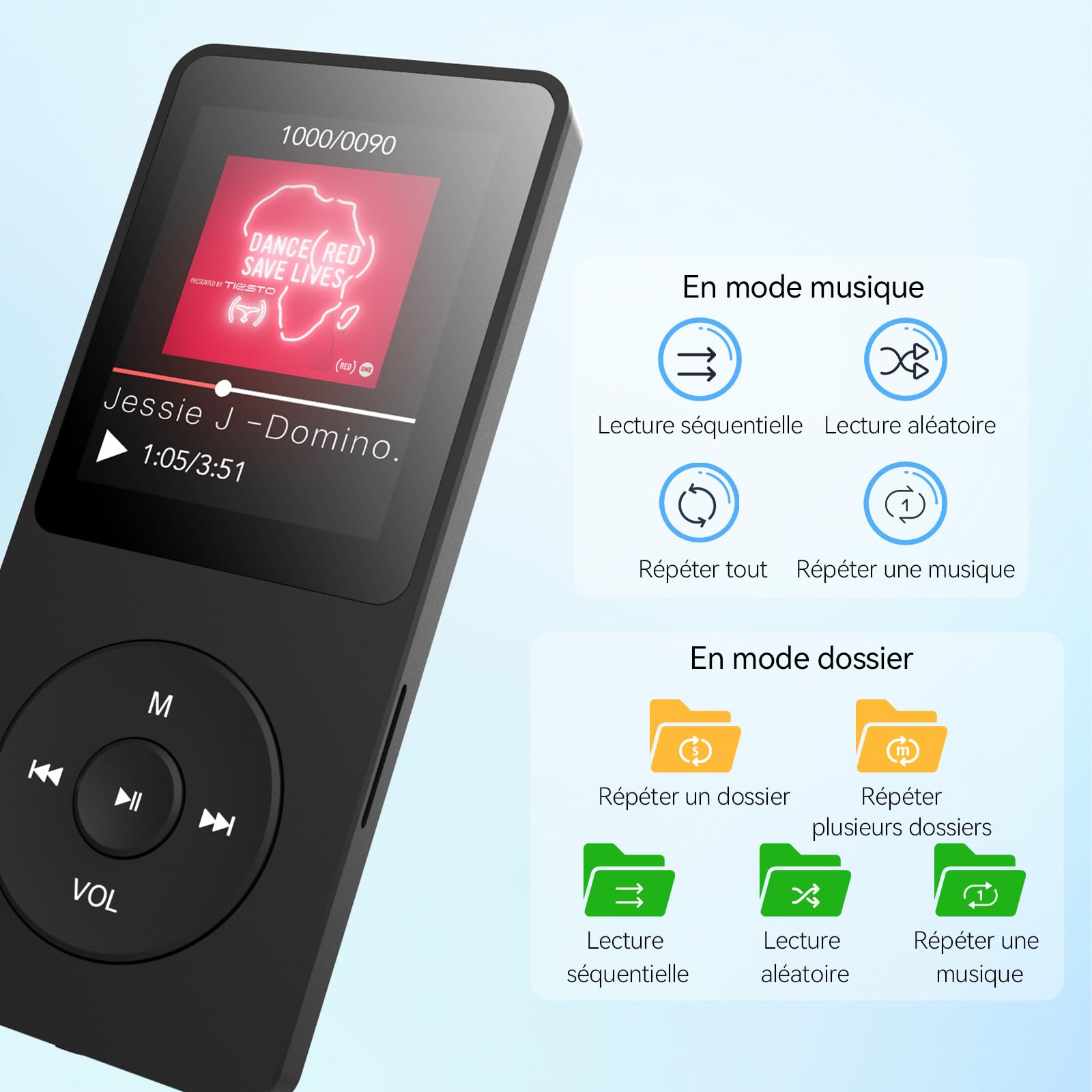 AGPTEK Lecteur MP3 Classique,Baladeur Lecteur Audio Hi-FI sans Perte
