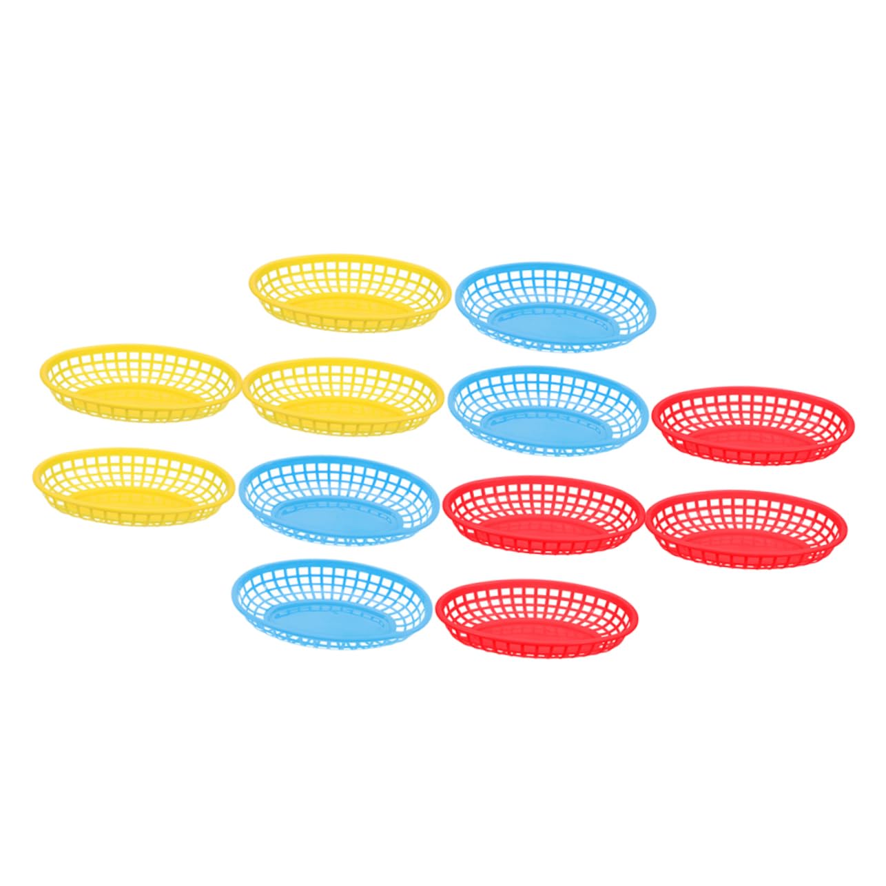SOLUSTRE 12pcs Plastic Fast Food Baskets Reusable Serving Baskets for Fried Chicken French Fries and Snacks Lightweight Easy to Clean for Parties and Picnics