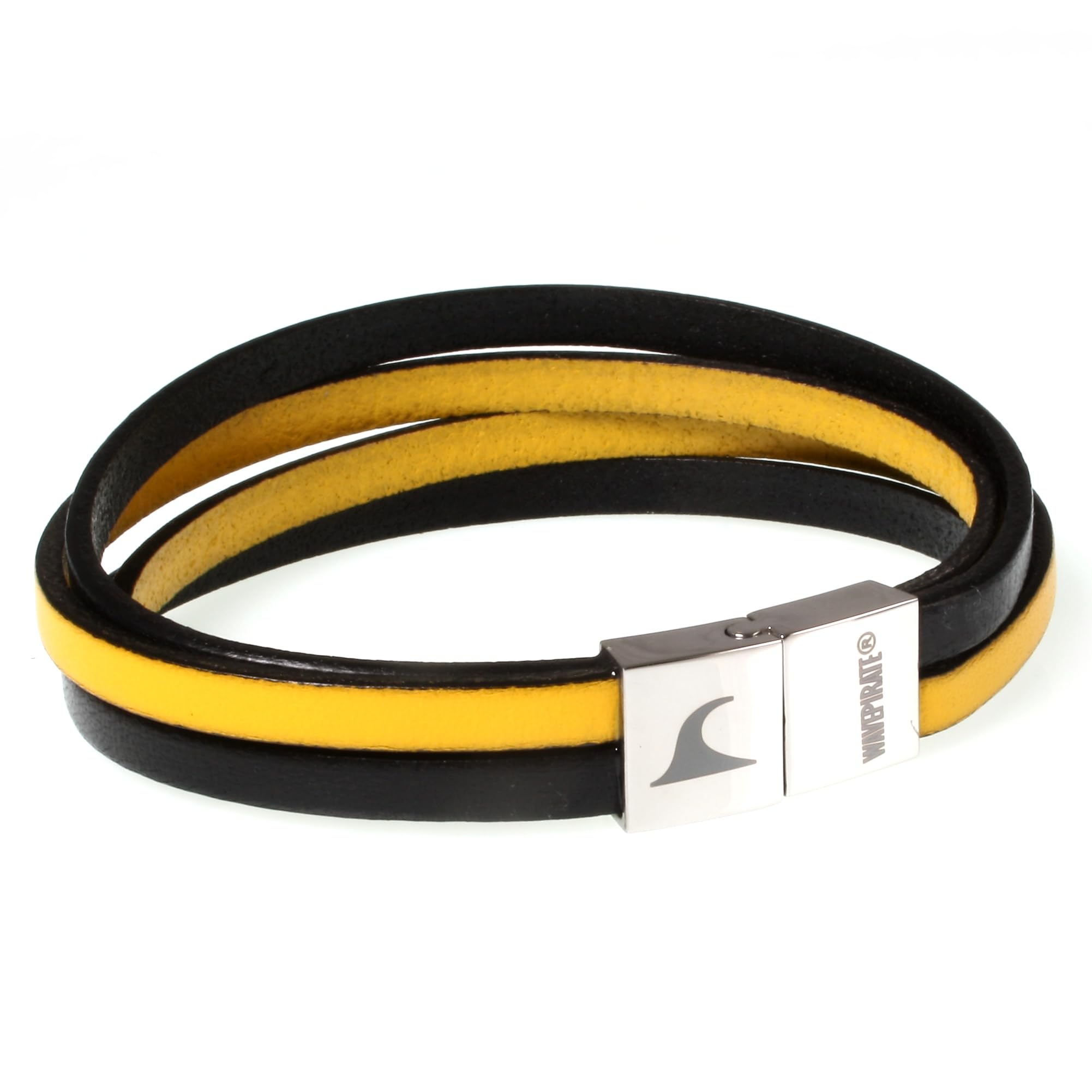 Echt Leder-Armband Twist Schwarz Gelb Herren Männer