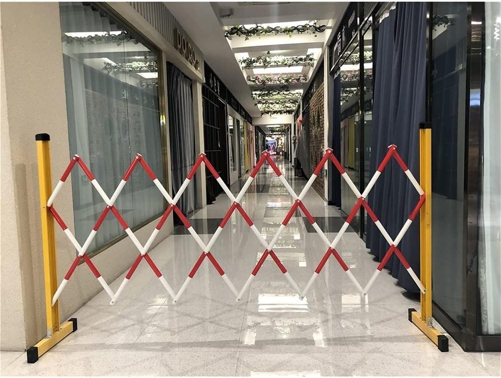 Barreras de seguridad retráctiles plegables para control de acceso y tráfico, barricada de metal expandible, color rojo y blanco, 1,2 x 3 m, uso en exteriores