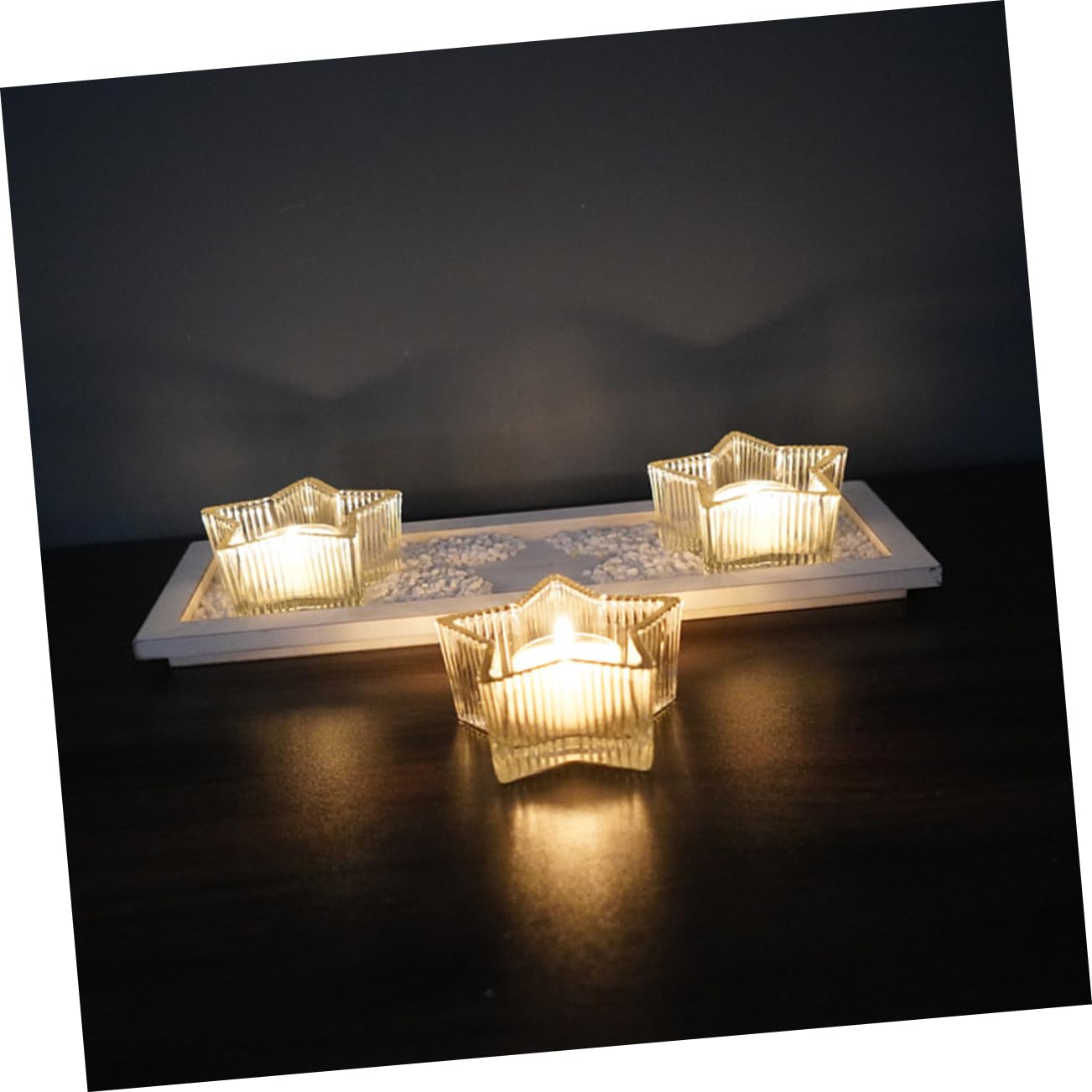 ERINGOGO Glass Star Tealight Candle Holder for Christmas Unique Festival Table Decor Elegant Centerpiece Candle Holders for Home and Holiday Decoration