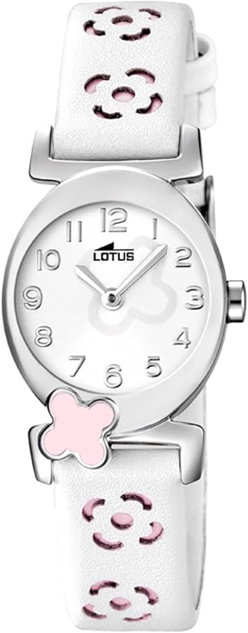 LOTUS Analoge Kinderhorloge voor Meisjes met Roze Leren Band – Quartz Uurwerk – Hoogwaardig Glas – Waterbestendig 5 ATM – Klassiek 18406/F – Met Geschenkarmband – Junior Collection