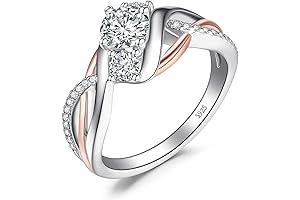 Infinity Cubic Zirconia Engagement Rings, 925 Sterling Silver 14K Rose Gold Wedding...
