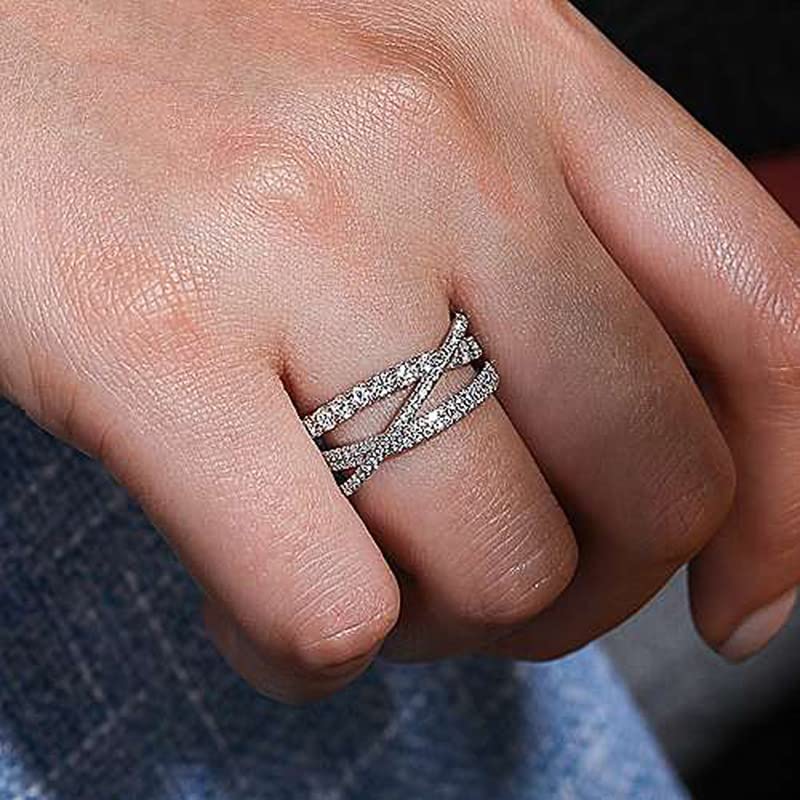 Diamond Rings Criss Cross Eternity Band Moissanite Ring