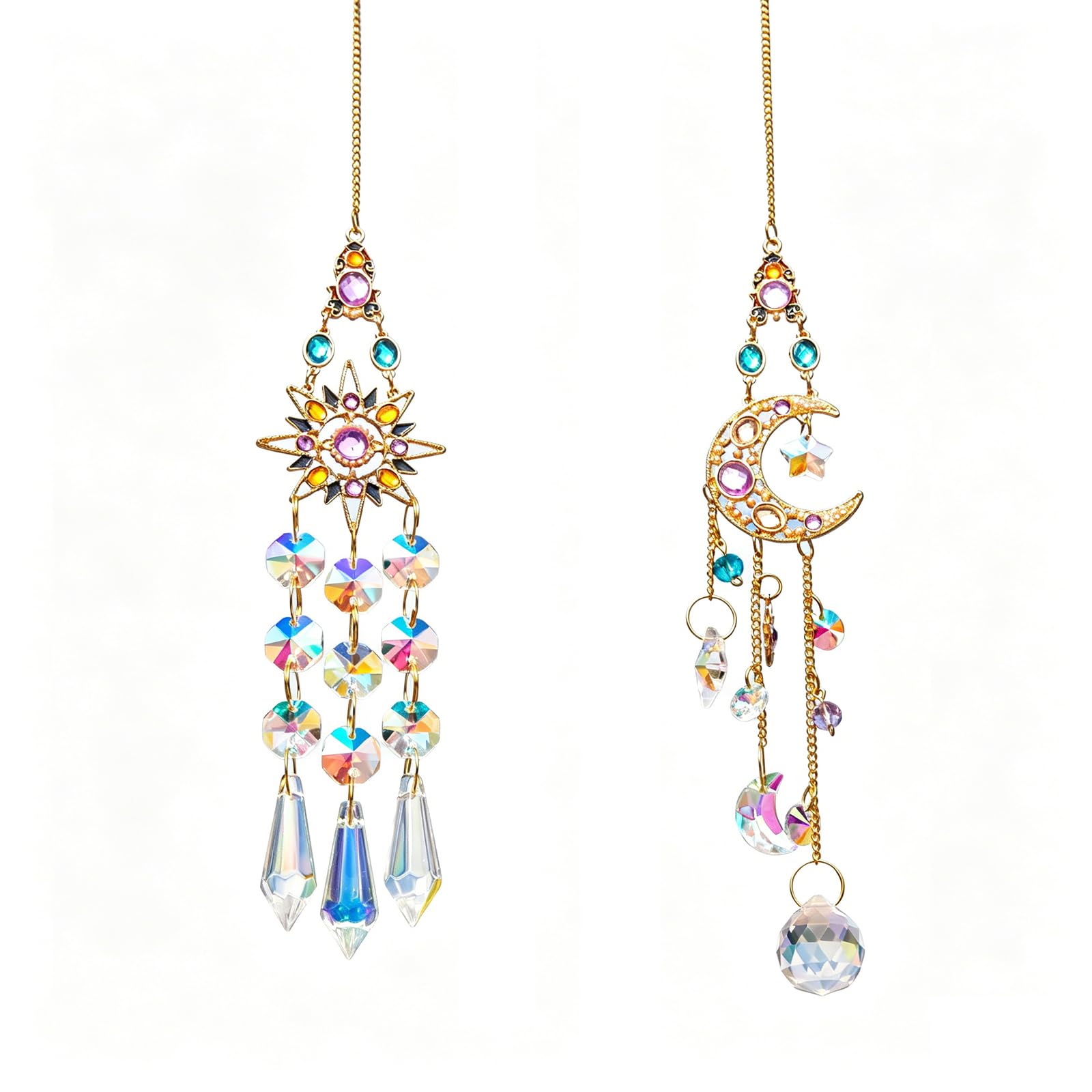 Szzhantuo Women's Multi-Color 2 Pack Suncatchers For Windows, Crystal Rainbow Maker Sun Catchers, Hanging Crystal Decor For Home Garden Patio Indoor Outdoor Kitchen Curtains - Spiritual Gifts For