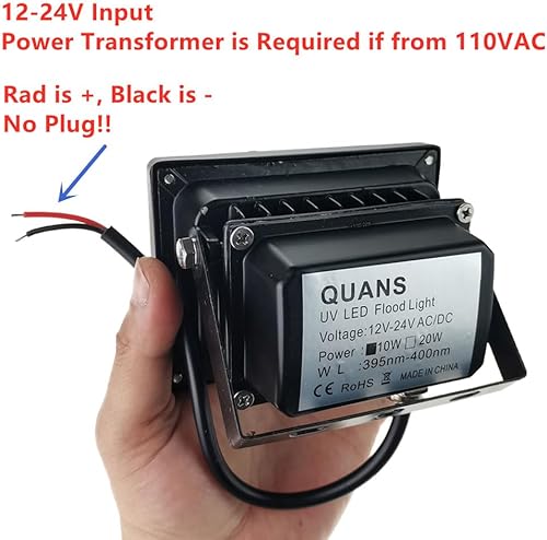 Miniatura 4 de QUANS 10W 12V DC AC 24V DC UV Ultra Violeta Luz LED de alta potencia para curar pegamento Blacklight Pesca Acuario, Entrada 12V-24V Bajo Voltaje Sin