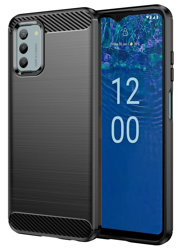 FolmecketNokia G42 5G/G22 5G/G310 Case, Carbon Fiber Scratch Resistant,Shock Absorption Soft TPU Rubber Protective Cell Phone Cover for Nokia G42 5G/G22 5G/G310 6.56" Black