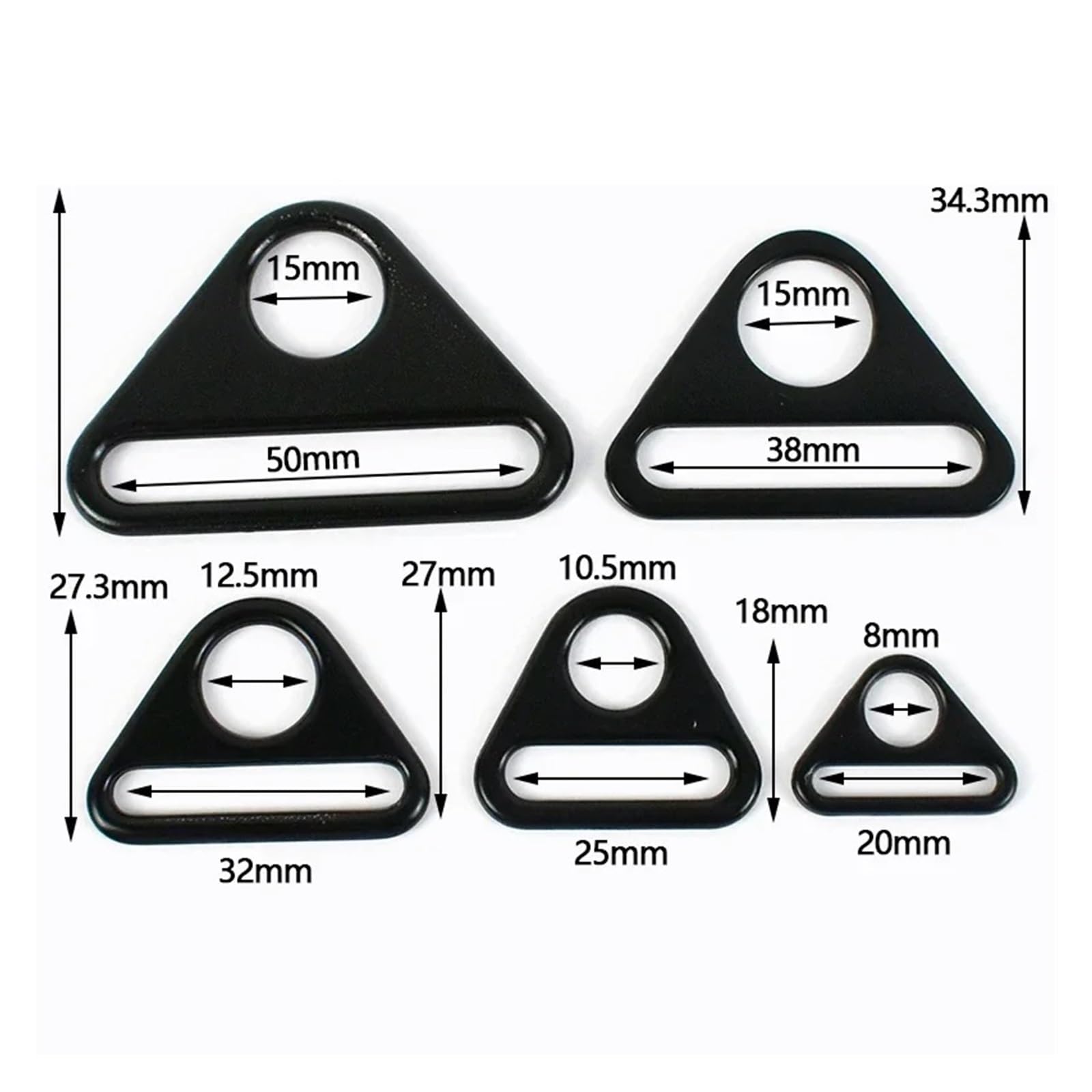 Disparador de resorte de metal,Hebillas de metal, 10 hebillas de metal de 2338 mm for correa de cierre de bolso(Black,25mm)