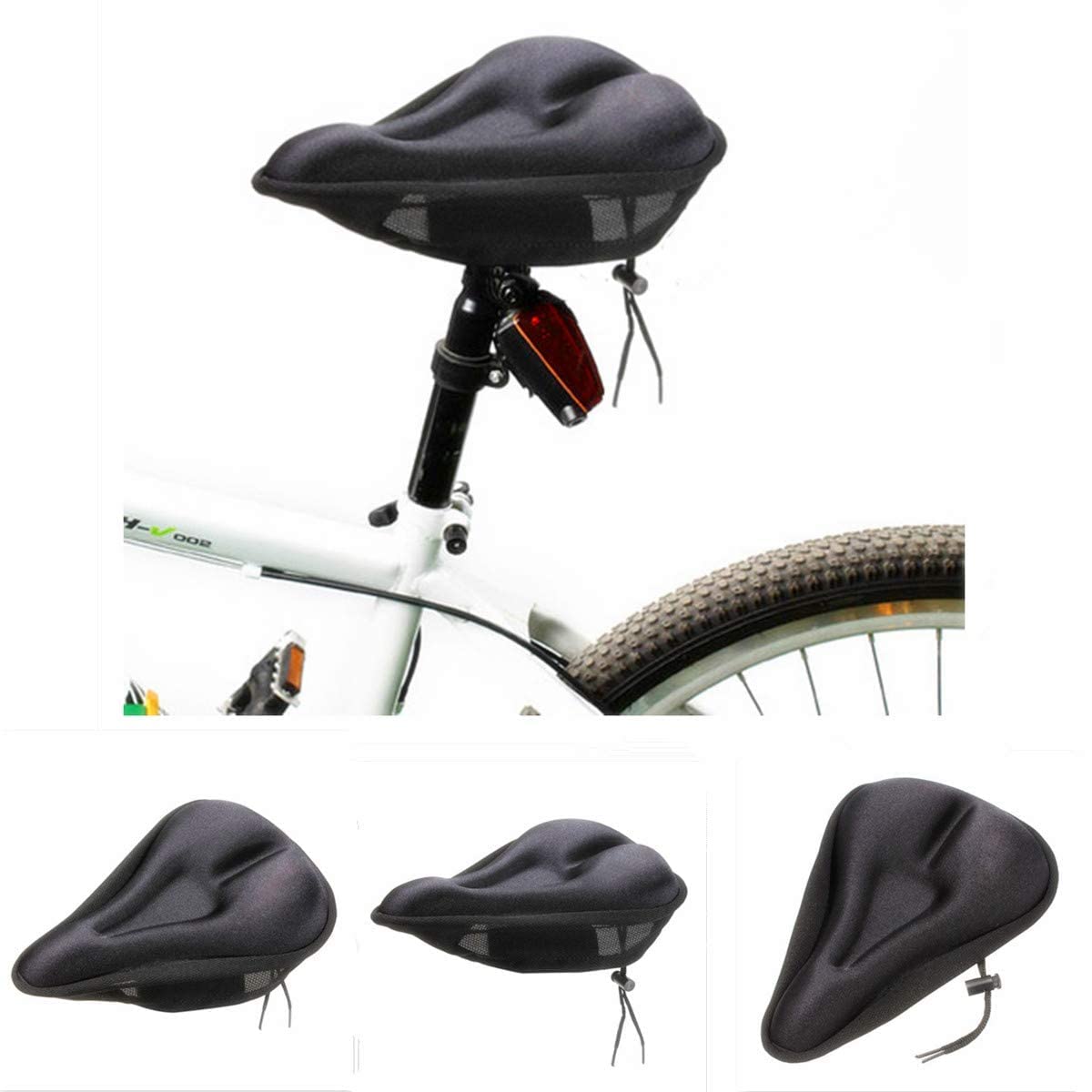 AlexVyan 1 Pcs New Black Bicycle Silicone Gel Saddle Seat & Cycling Cushion Pad Bike Gel Cover-1 Pcs