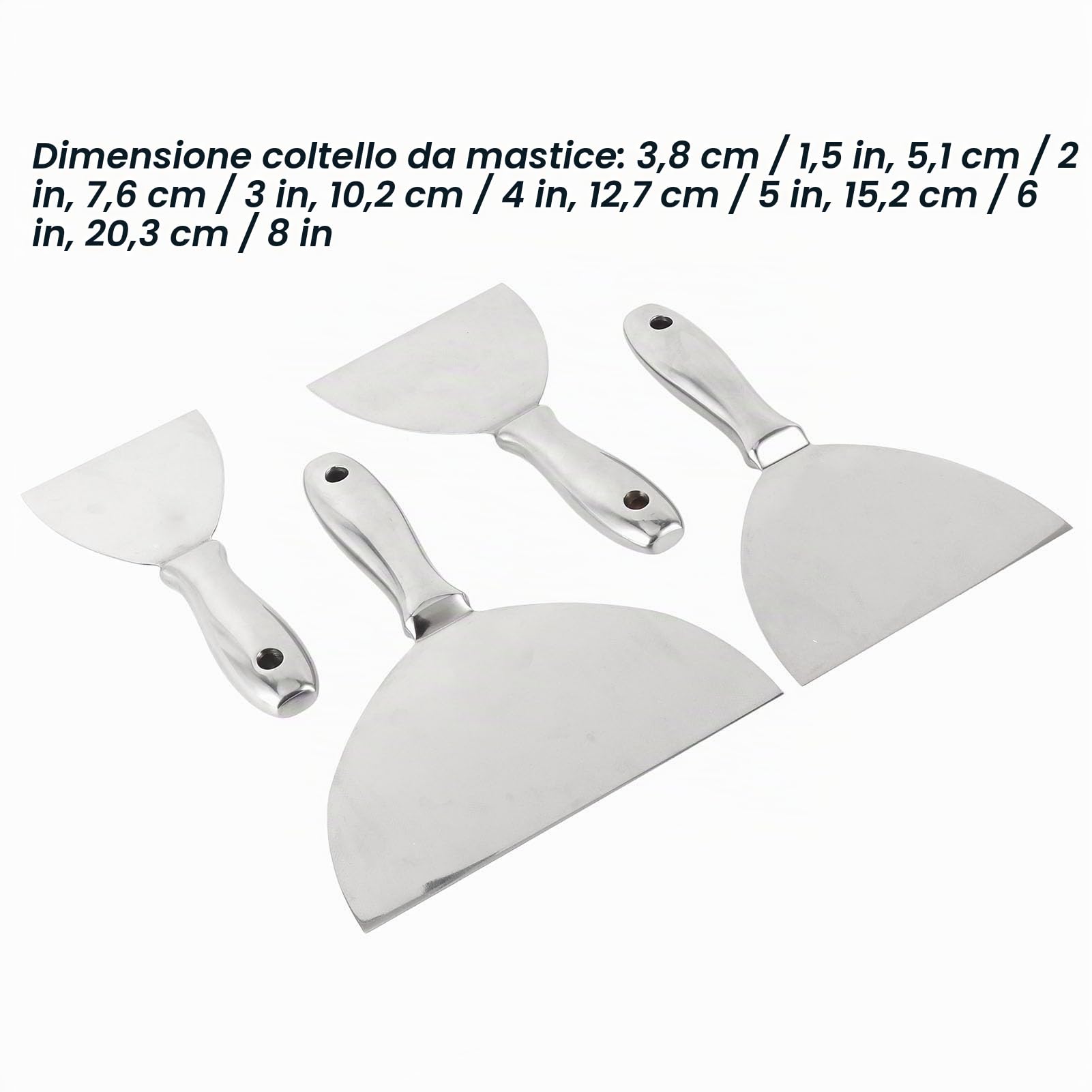 Set di Spatole, 7 Pezzi di Spatole in Acciaio Inossidabile, Robusto Kit di Attrezzi Manuali per Cartongesso, Foro per Raschiare la Vernice per la Riparazione del Muro a Secco