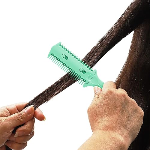 Vista 16 de Soft 'N Style Paquete de 3 peines y recortadores de doble cara, tijeras de afeitar para el cabello, moldeador de puntas abiertas para corte fino