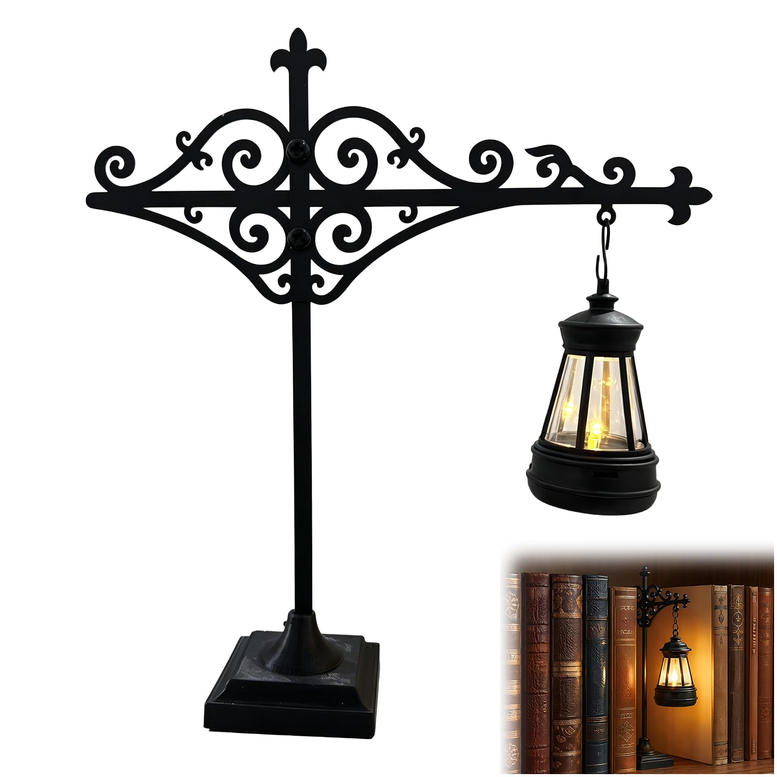 Library Lantern-Decorative Bookshelf Lighting,Reading Nook LED Nightlight