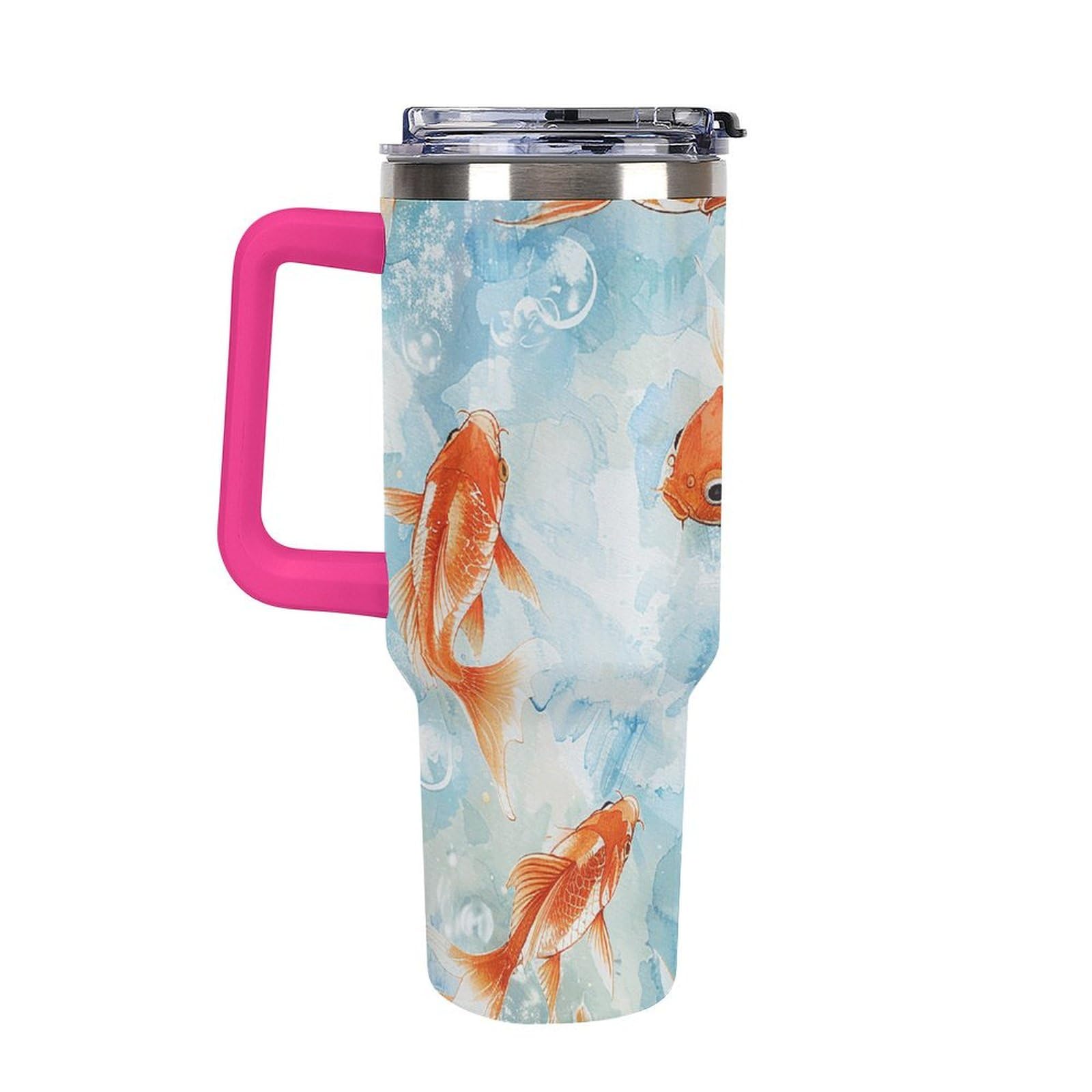 Autobecher mit großem Fassungsvermögen und Strohhalm-Deckel, schwimmen im Wasser, auslaufsicherer, isolierter Edelstahlbecher, passt in Auto-Becherhalter