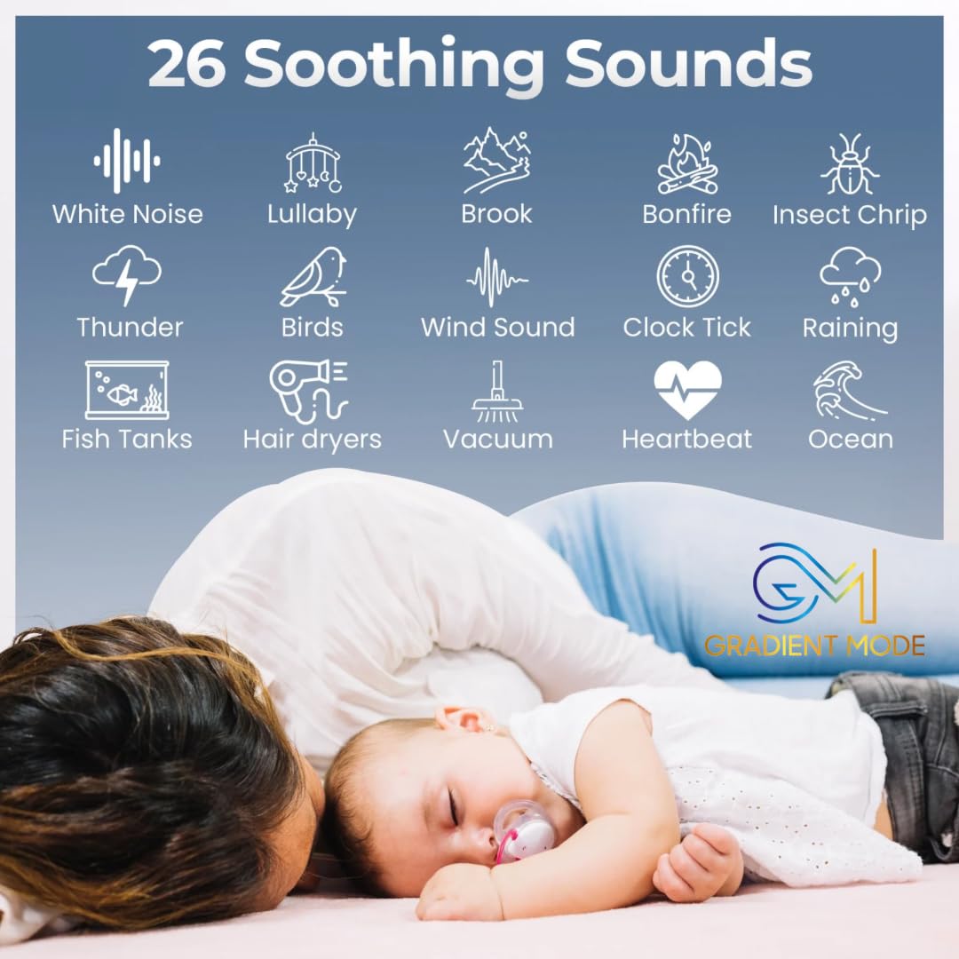White Noise Sound Machine - Gradient Mode Lumi Egg, Portable Sound Machine with Bluetooth, 26 Soothing Sounds, Night Light, Timer, Noise Canceling for Baby, Adults, Home, Travel & Nursery Gift