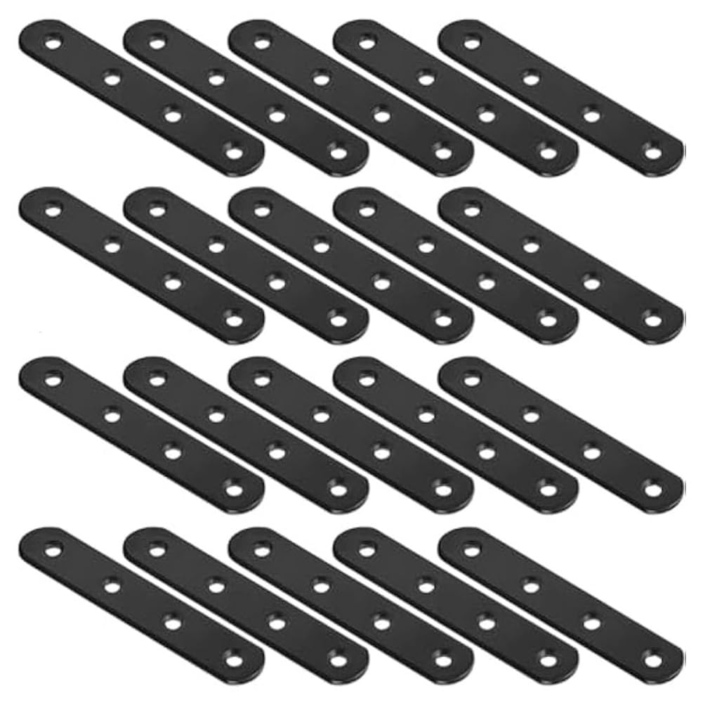 Littimoon 20Pcs Straight Brackets 4 Inch Straight Brace Flat Mending Plates, Repair Fixing Joining Brackets for Wood Furniture
