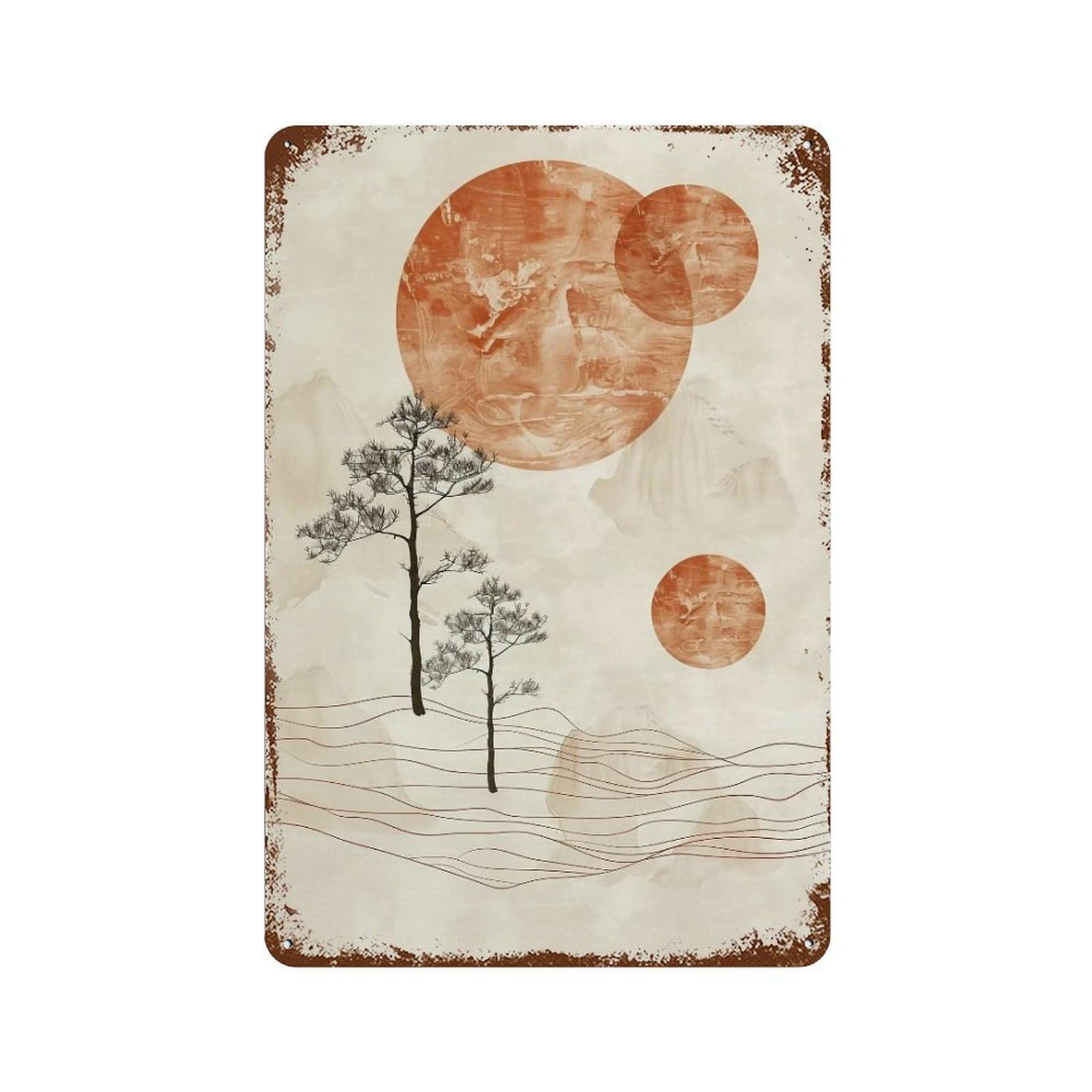 WUJHGRSG Oriental Multi Sun Sacred Mountain Waterscape 01 Wall Art Retro Iron Vintage Metal Tin Sign Poster Modern Decor for Home Cofffee Club Bar Shop Style 30x20cm