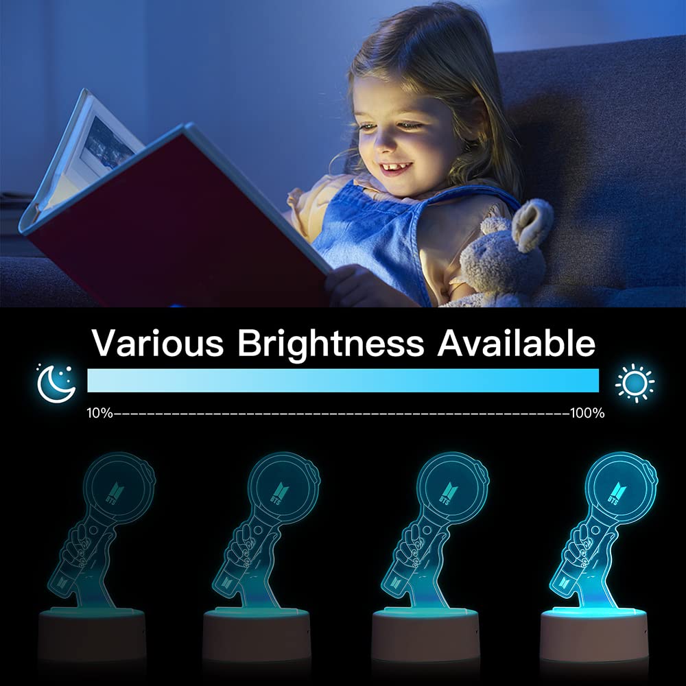 Kpop BTS Luce notturna 3D BTS lampada da comodino BTS Telecomando 16 Colori Cambiamento LED Illusion Lampada E Arte Deco Lampada per Ragazzo Ragazza Camera Decorare Regalo di compleanno Natale