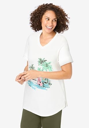 Woman Within Plus Size Two-Piece V-Neck Tunic & Capri Set
