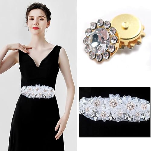 Miniatura 10 de 100 piezas de diamantes de imitación de garra de flores, base dorada, piedras de cristal, adornos de diamantes de imitación para coser ropa,