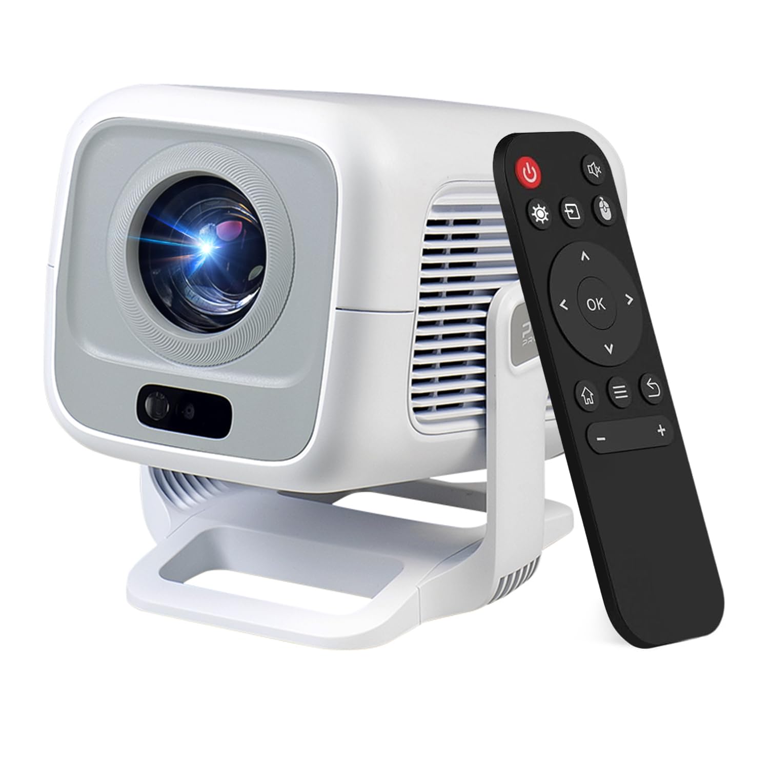 【Built in Streaming Apps & Native 1080P 4K Support】Mini Projector with Wifi and Bluetooth, Auto Focus & Keystone, 180° Rotation, Supports Phone/HDMI/USB, Portable Projector for Bedroom Outdoor Home
