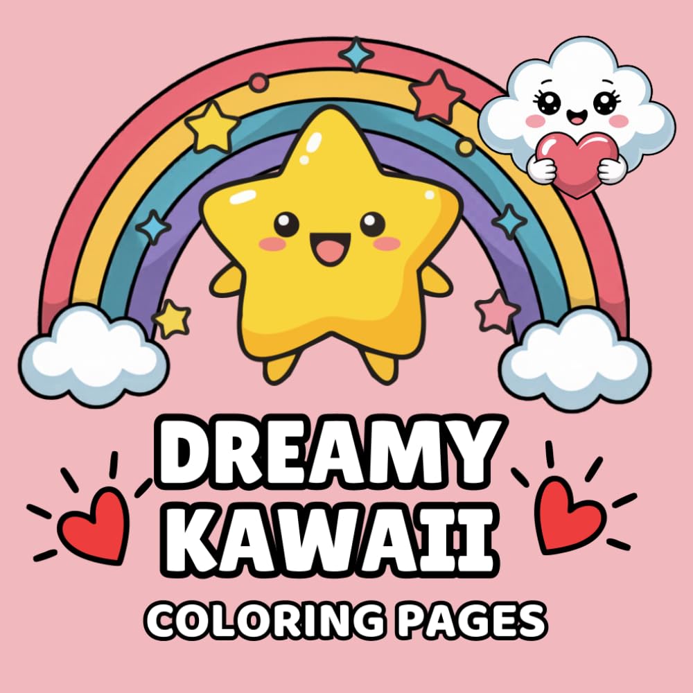 Dreamy Kawaii Coloring Book: 50 Adorable and Magical Coloring Pages for Kids, Teens and Kawaii Lovers