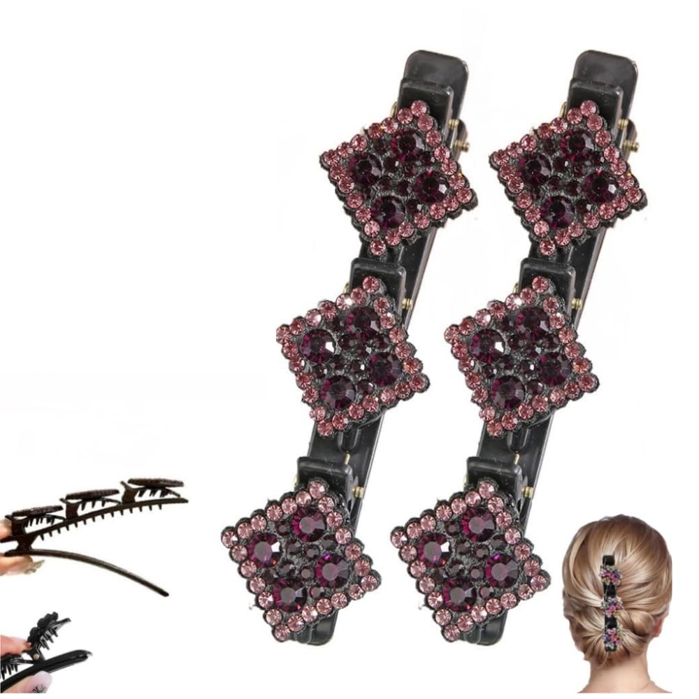 Women's Braided Hair Clips, 2025 New Sparkling Crystal Stone Hair Clips, Short Duckbill Clips, Braided for Ladies and Girls Crystal Stone (I)