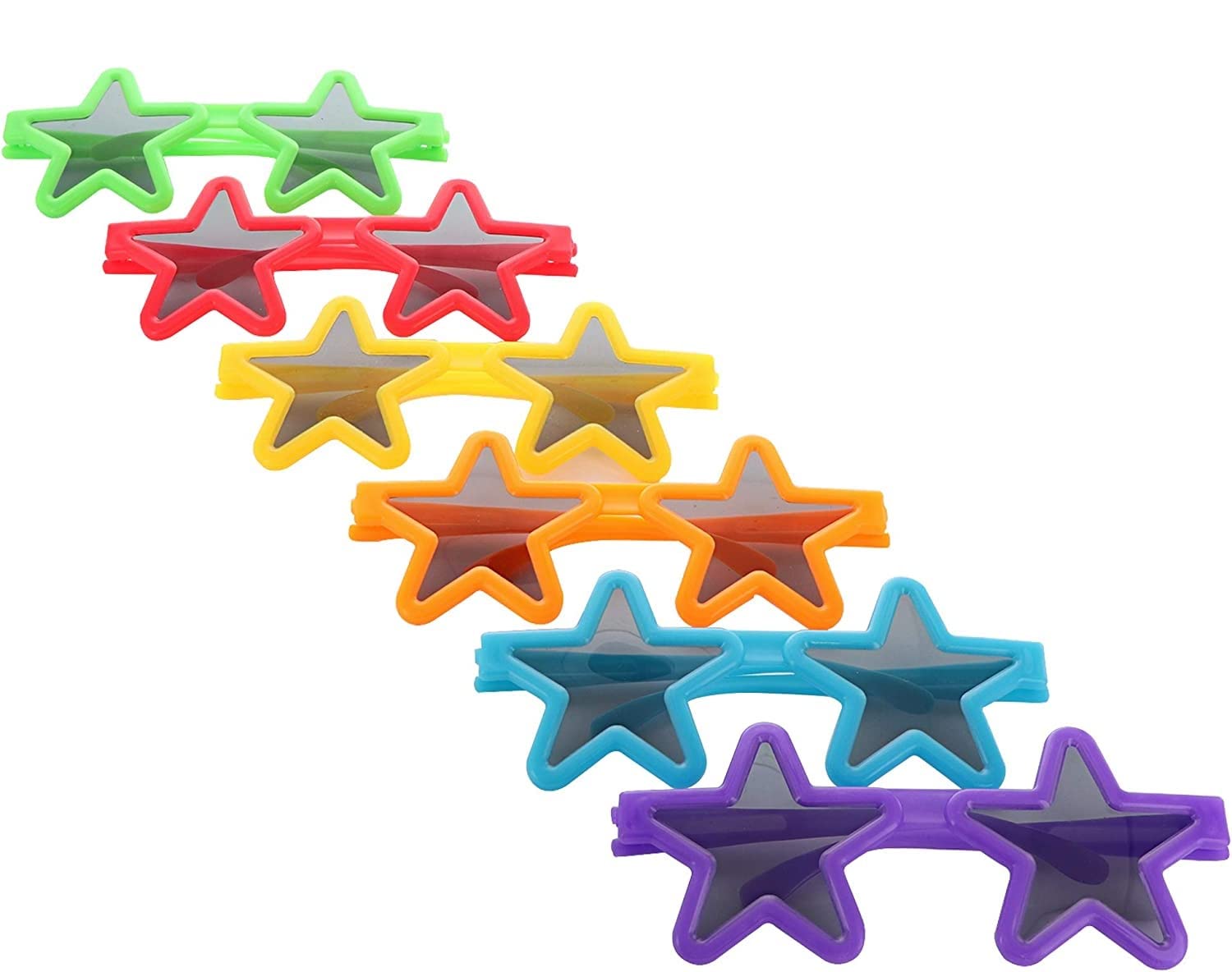 Ram-Pro Star Sunglasses Party Slotted Durable Children Eye Wear for Prop Favors Photo Booth Plastic Assorted Color Shades Costumes Cosplay Glasses for Kids & Adults (22 Pcs)