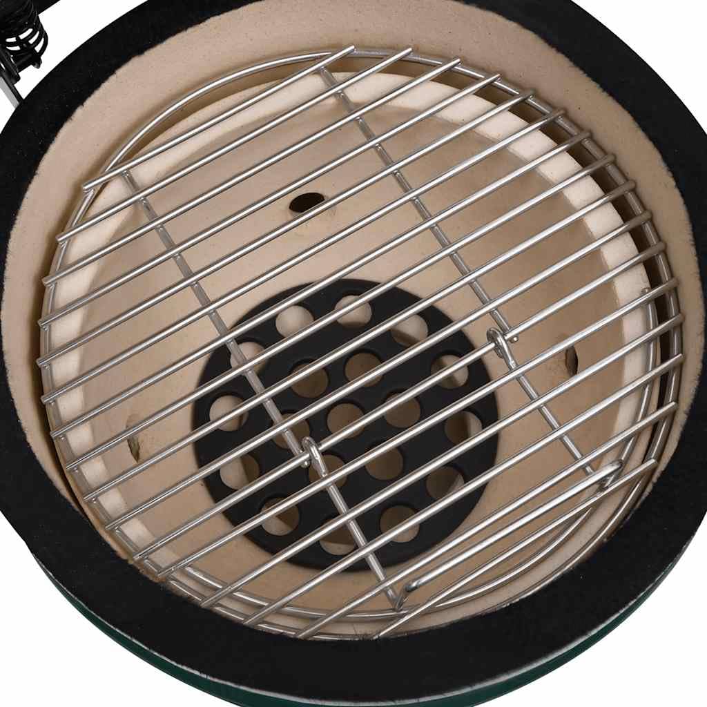 vidaXL Barbecue Affumicatore 2 in 1 Kamado in Ceramica 56 cm Verde