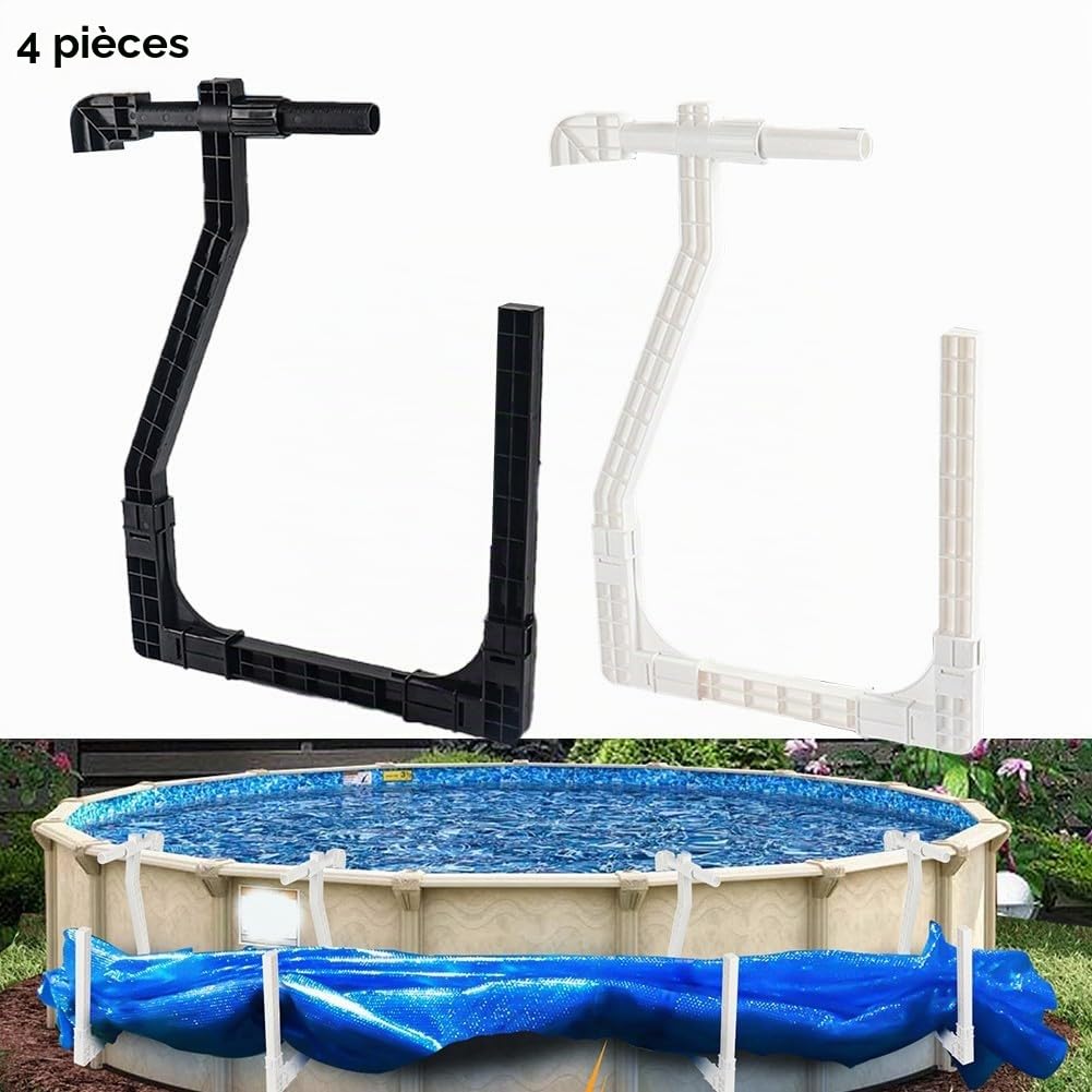 Solution de rangement pratique avec crochets réglables pour piscine hors sol (noir)