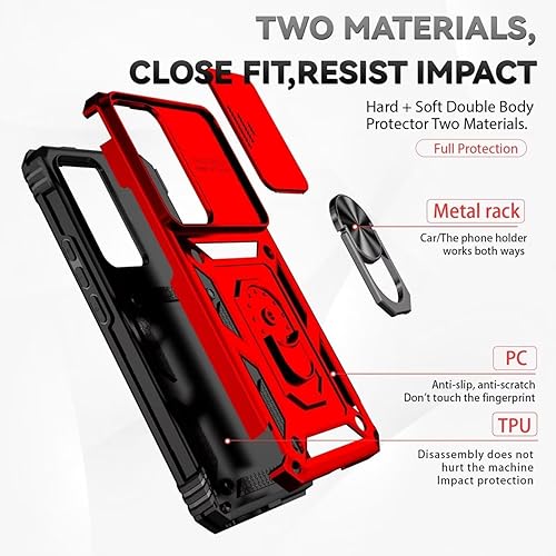 Miniatura 3 de Yodueiv Funda para Xiaomi 12T ProXiaomi 12TRedmi K50 Ultra con protector de pantalla de vidrio templado y cubierta de cámara deslizante, anillo