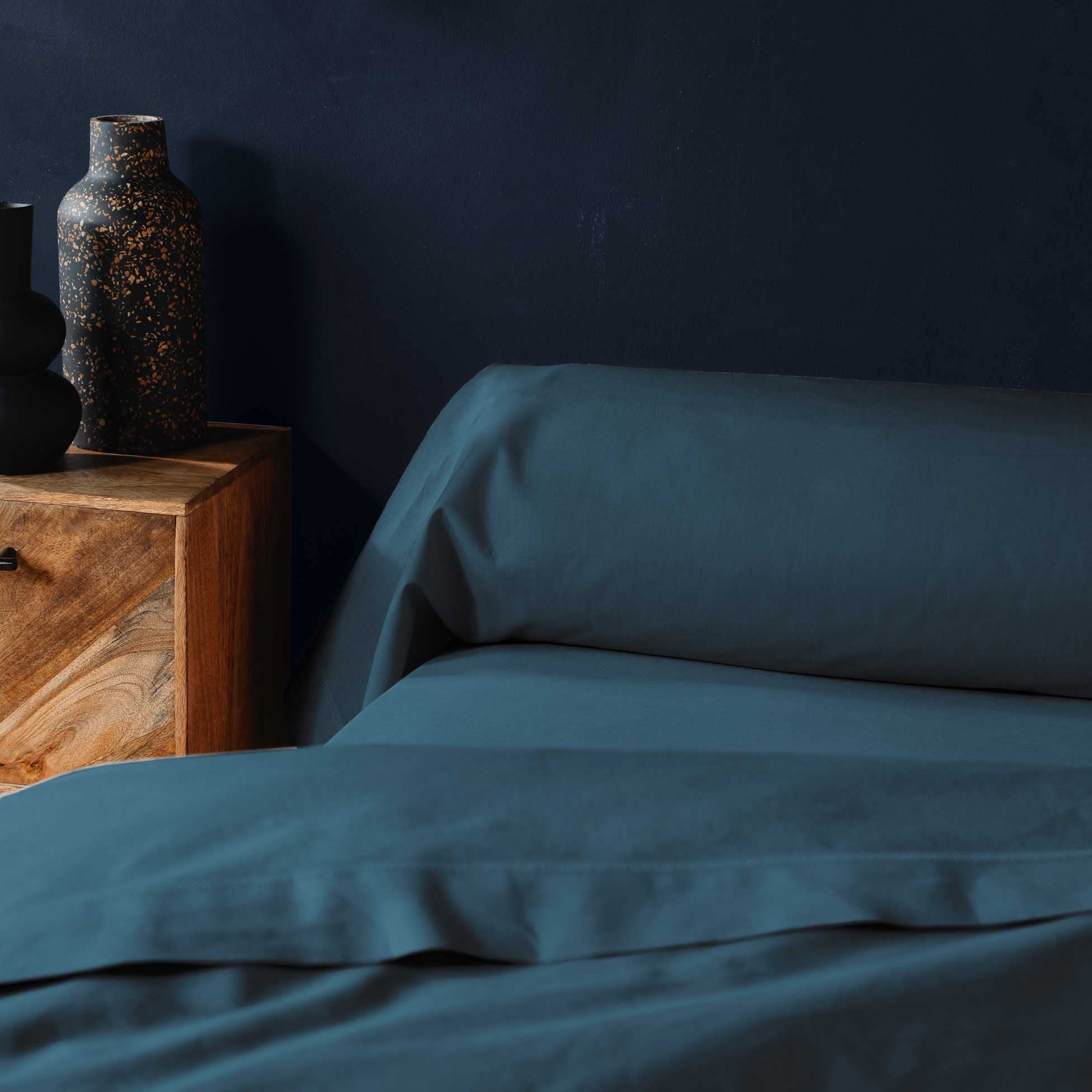douceur d'intérieur, Lina Bolster Cover (85 x 185 cm) Blue 100% Cotton, Taie de Traversin (85 x 185 cm) - Image 2