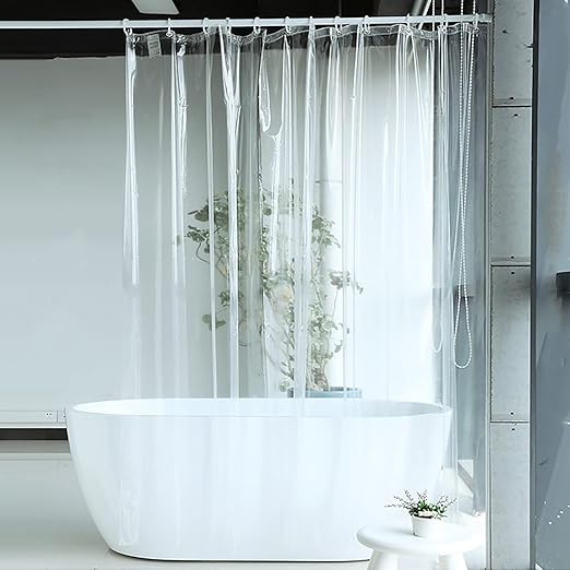 Clear Shower Curtain Liner, PEVA Shower Curtain with Metal Grommet and 3 Magnetic Weights Shower Liner 72 x 72