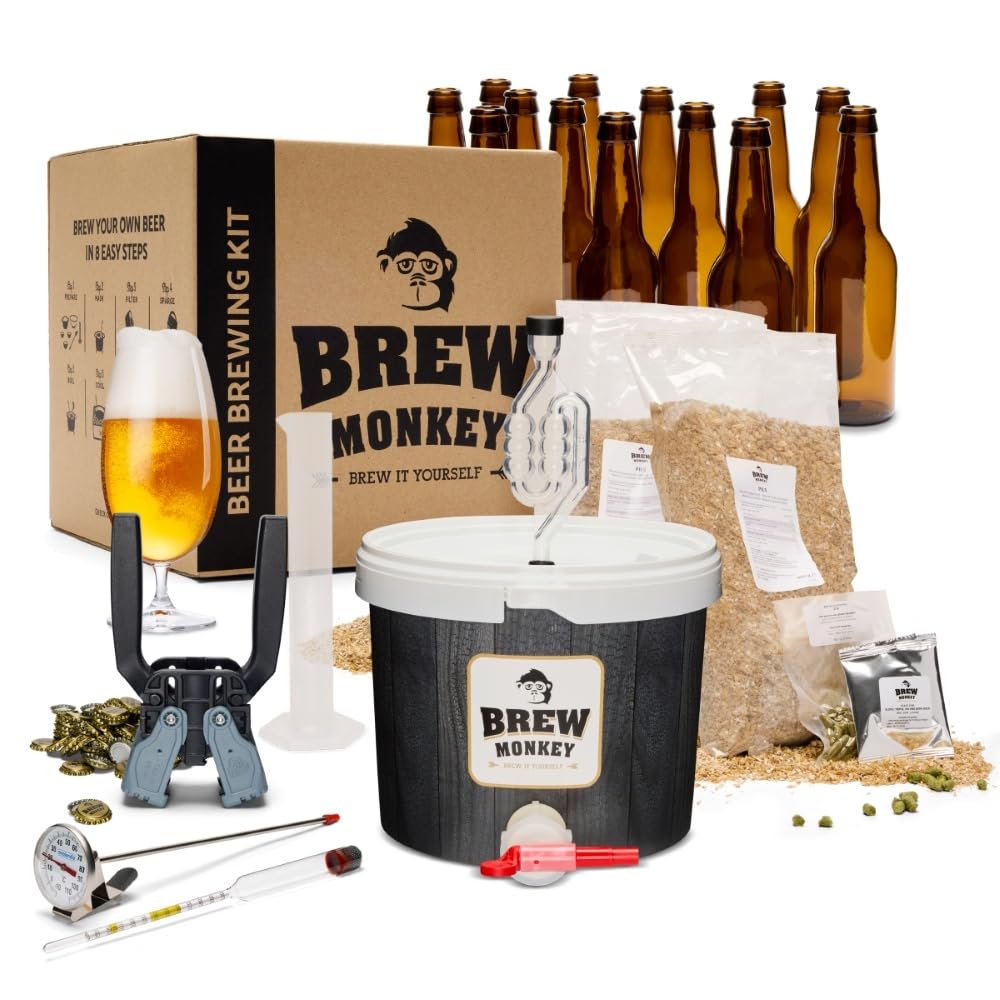 Brew Monkey® Bierbrauset Tripel | Luxe Set 5 Liter Bier | 8,2% Vol. | Bier Brauen Set | Männergeschenke | Bier Geschenke für Männer | Geburtstagsgeschenk für Männer | Originelles Weihnachtsgeschenk