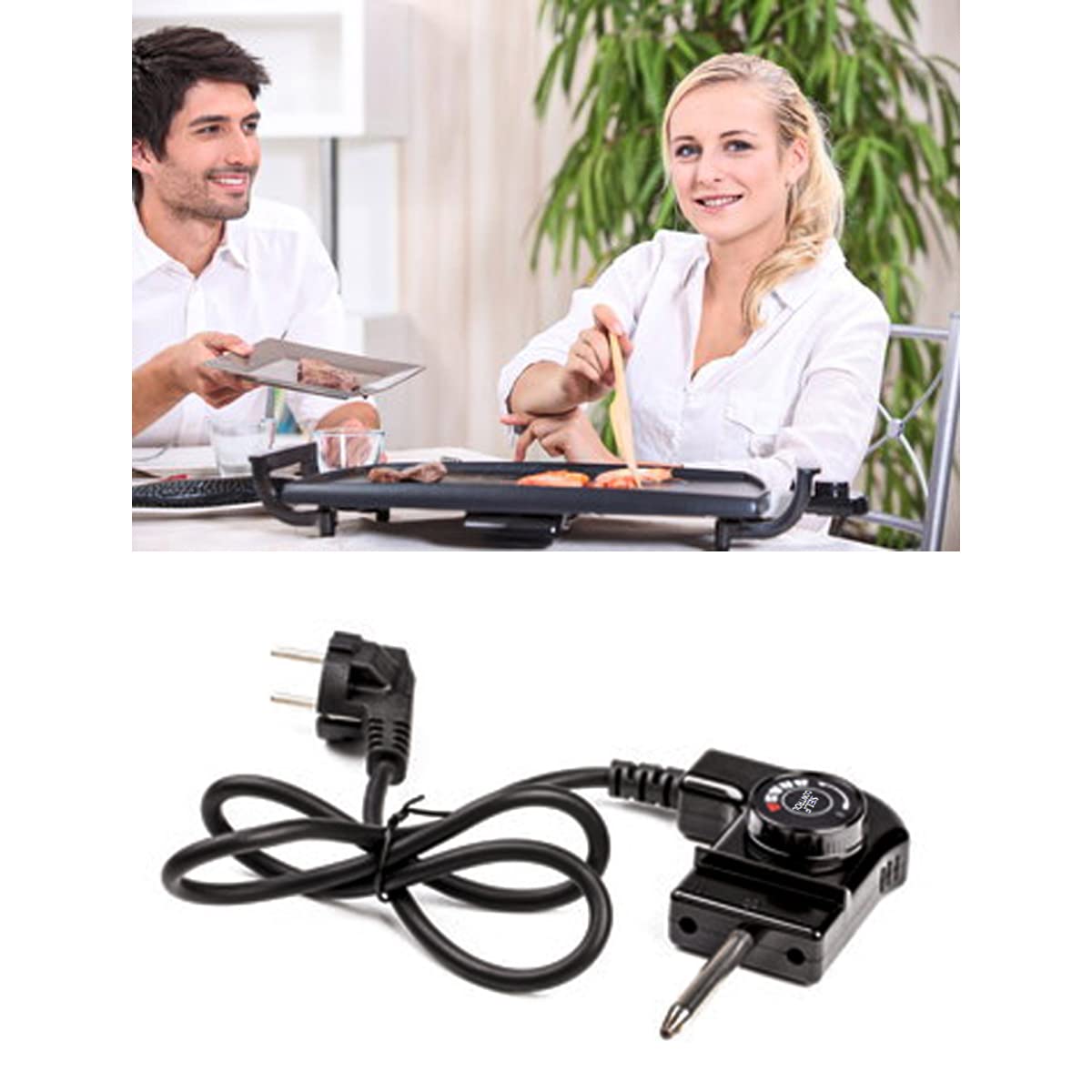 GOLDMAN SERVICE | Termostato a cavo per piastra grill elettrica. Compatibile per diversi modelli di grandi marche di grill elettrico. Termostato di ricambio