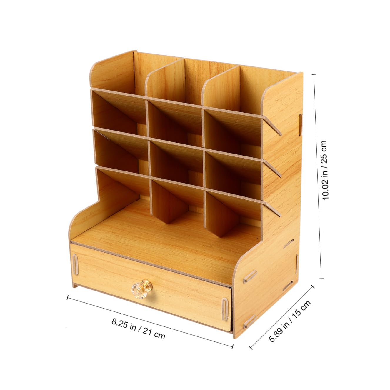 Organizador de Escritorio de Madera Múltiples Compartimentos, Portalápices y Contenedor de Papelería para Oficina, Estructura Resistente y Portátil