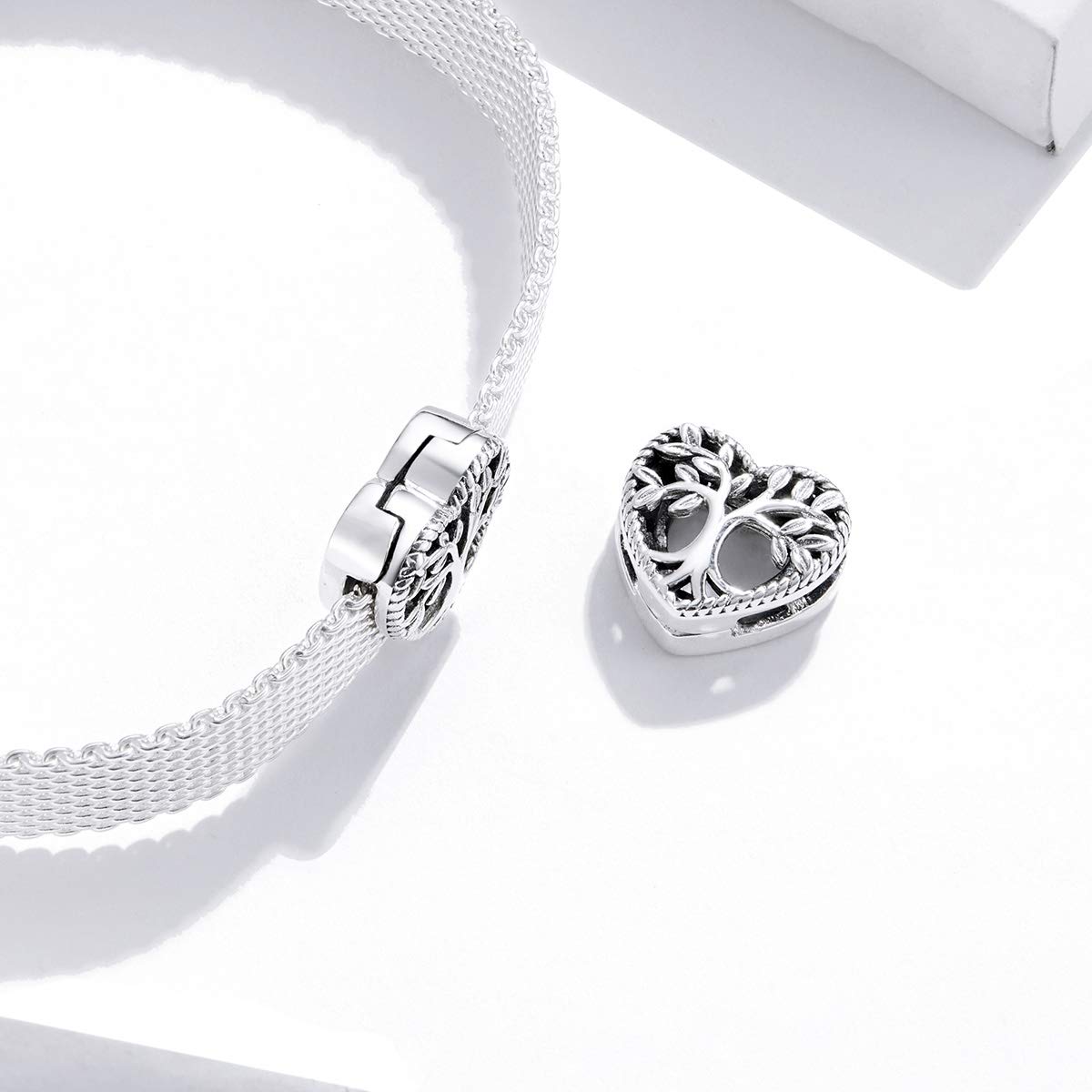 Perline in Metallo con Albero della Vita per creazione di Gioielli da Donna Ciondolo in Argento ossidato Sterling 925 per Bracciale Rigido